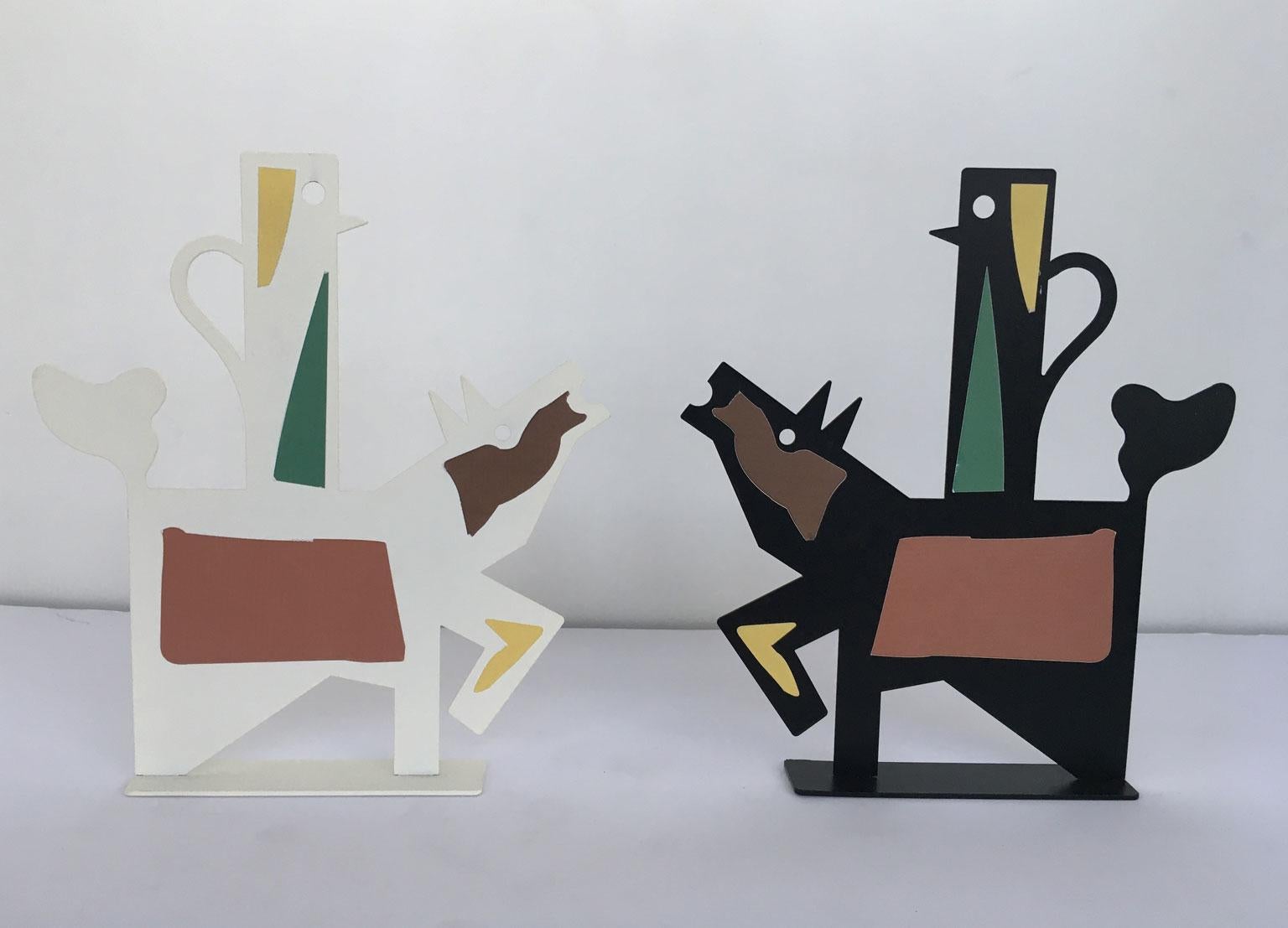 Italy 1980 Riccardo Dalisi Black Painted Metal Sculpture Muccacaffè For Sale 7