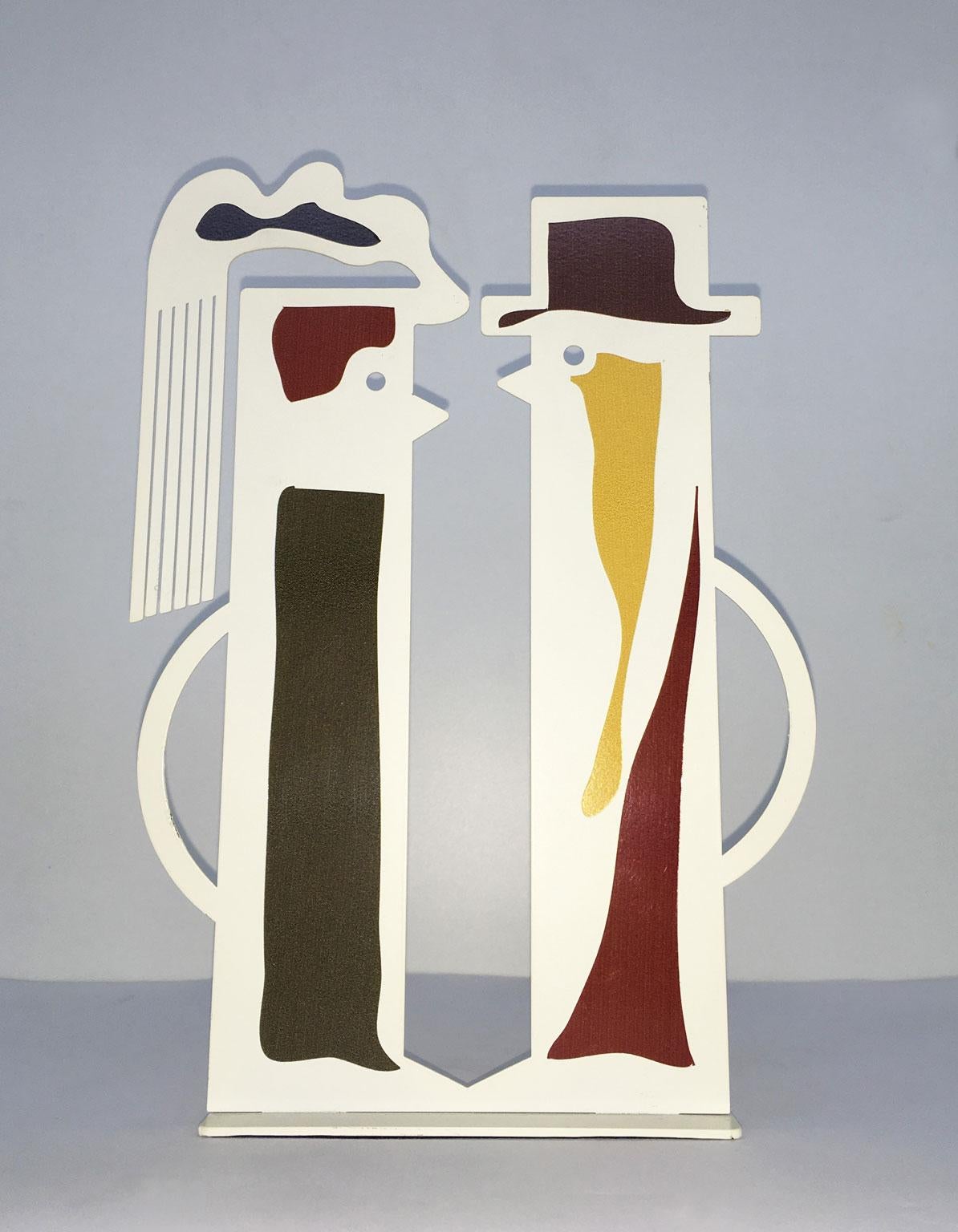 Italy 1980 Riccardo Dalisi  White Painted Metal Amanti For Sale 8