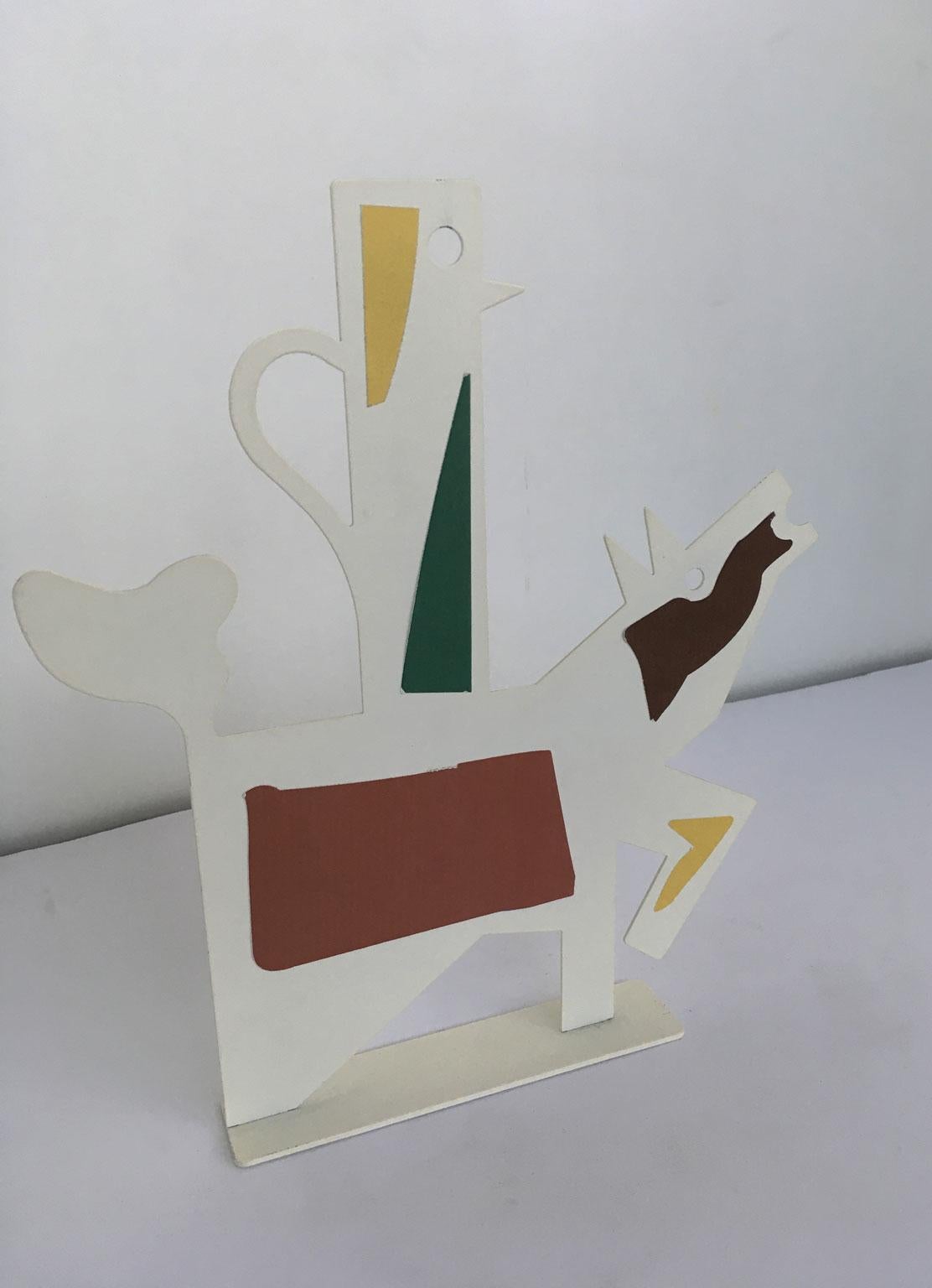 Italia 1980 Riccardo Dalisi Escultura de metal pintada de blanco Muccacaffè en venta 1