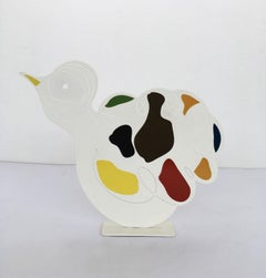 Italy, 1980, Riccardo Dalisi White Painted Metal Sculpture Pulcinino