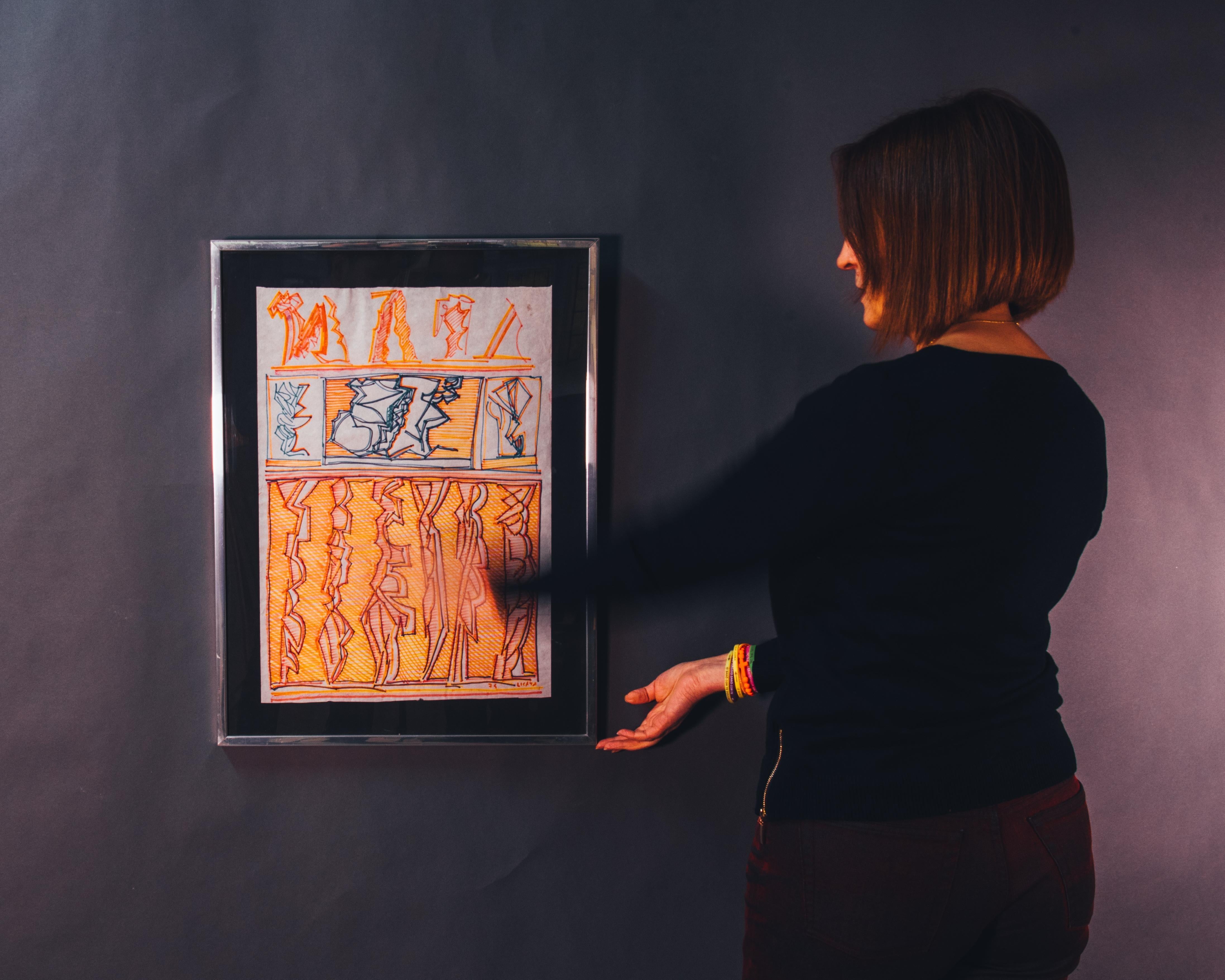 1970s Italian Signed Modern Abstract Painting by Riccardo Licata For Sale 1