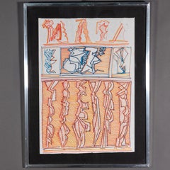 1970s Italian Signed Modern Abstract Painting by Riccardo Licata