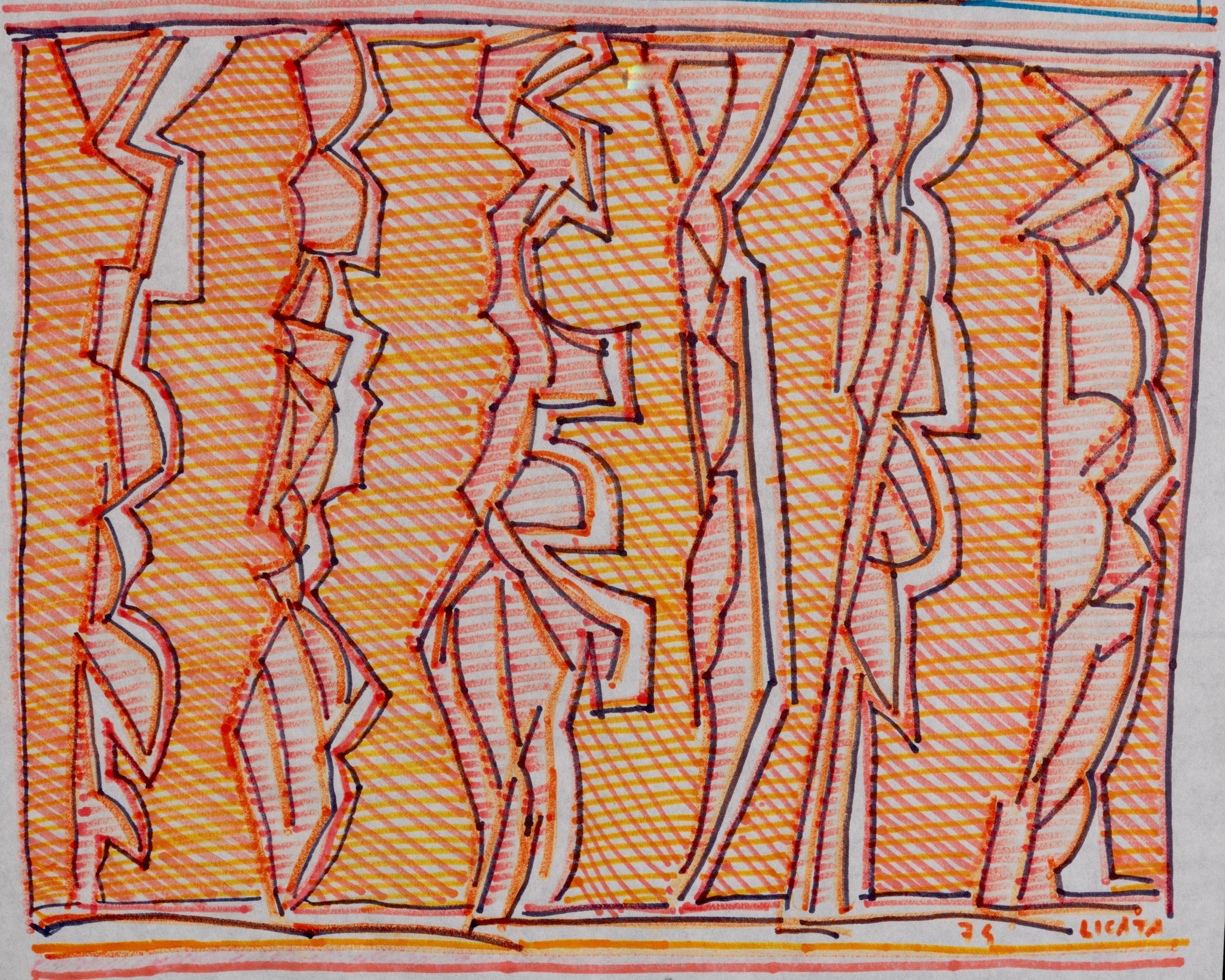 1970s Italian Signed Modern Abstract Painting by Riccardo Licata For Sale 5