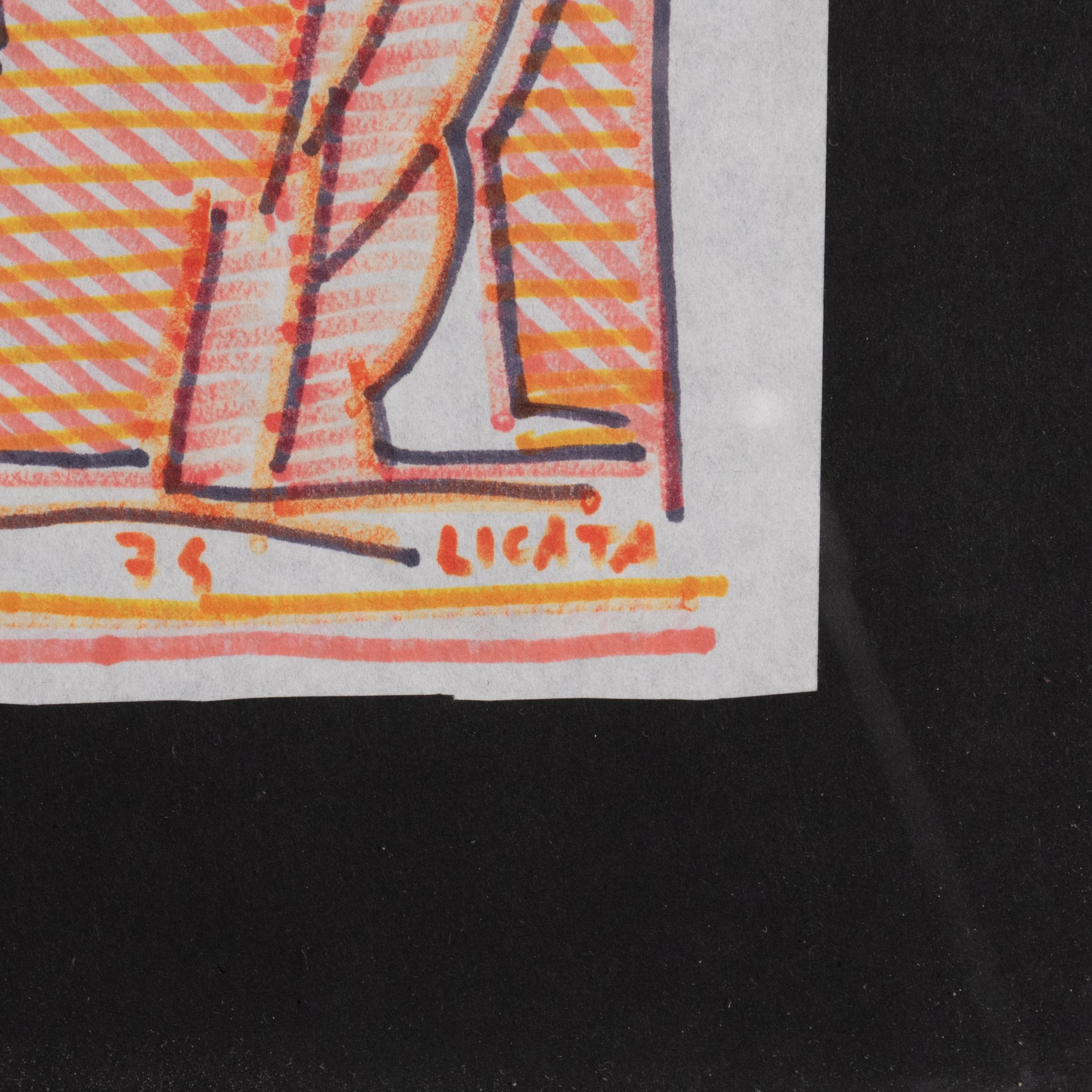 1970s Italian Signed Modern Abstract Painting by Riccardo Licata For Sale 6