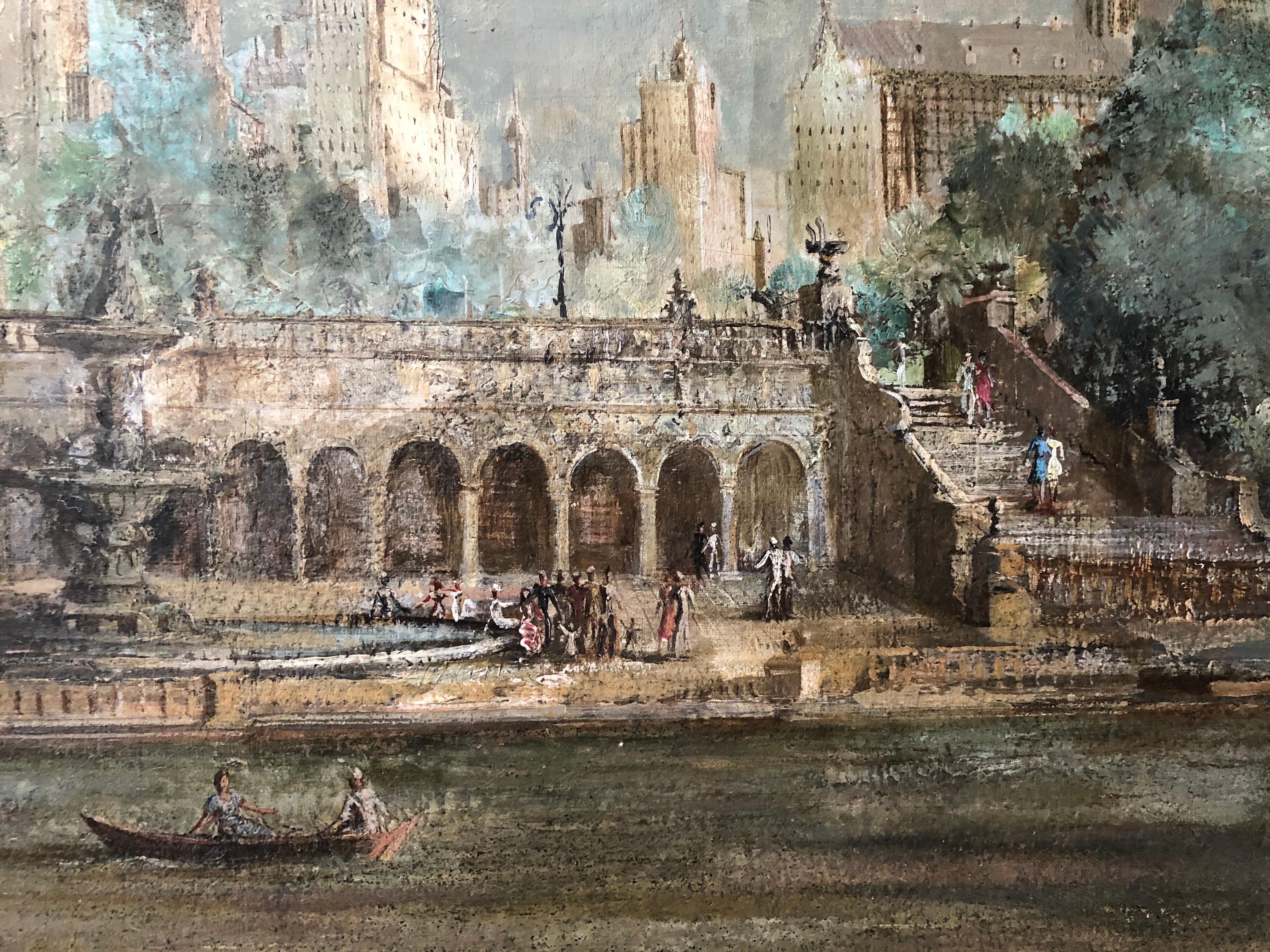 Central Park Bethesda-Terrasse und -Brunnen (Amerikanischer Realismus), Painting, von Riccardo Magni