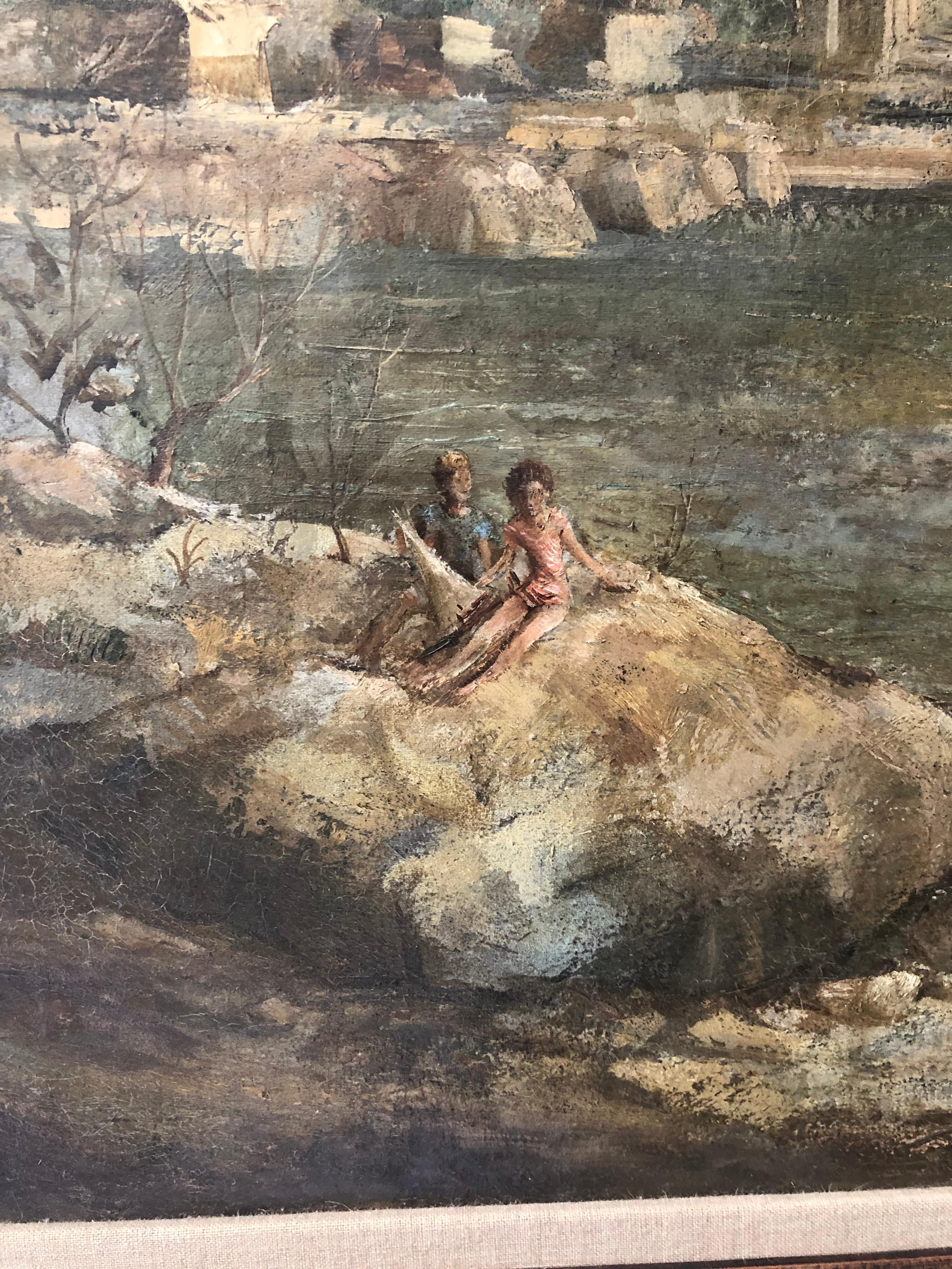 Central Park Bethesda-Terrasse und -Brunnen (Grau), Landscape Painting, von Riccardo Magni