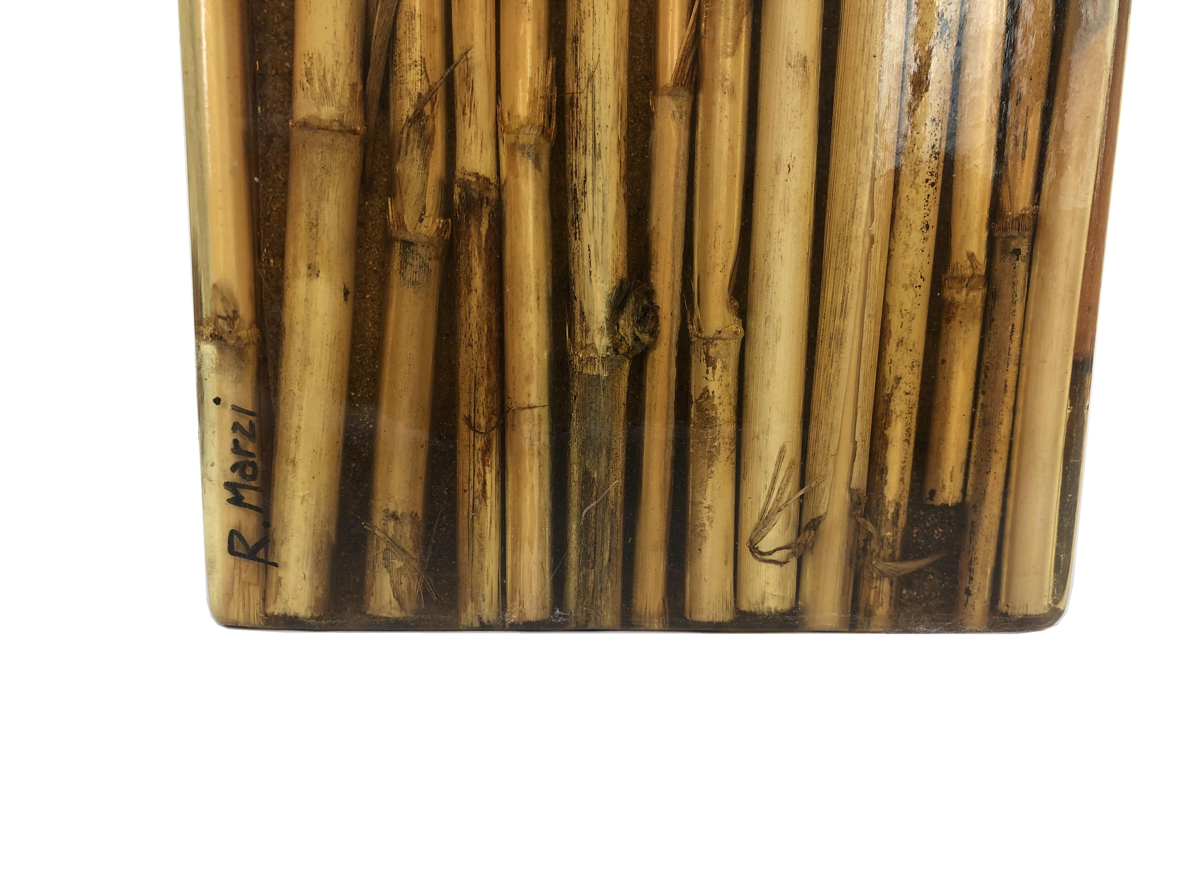 Fin du 20e siècle Lampe de bureau Riccardo Marzi en résine de bambou, Italie, 1970 en vente