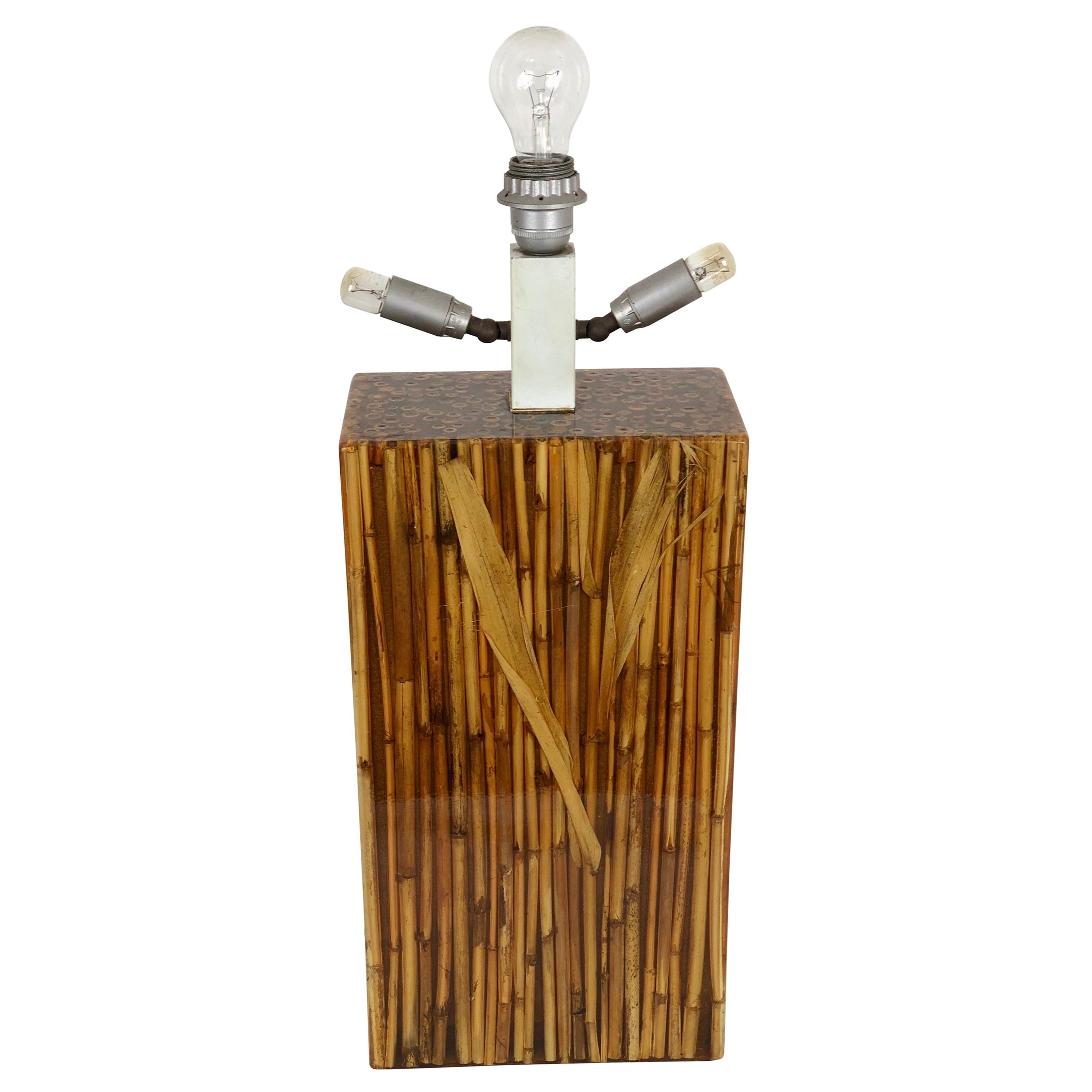 Riccardo Marzi Table Lamp in Bamboo Resin, Italy, 1970s