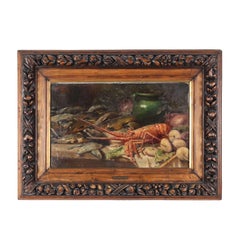 Vintage Still Life with Lobster Fish and Vegetables, 1903