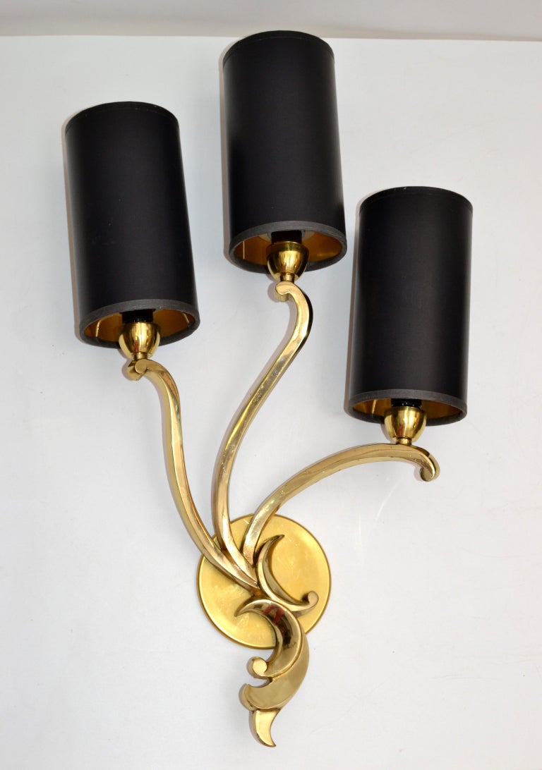 Riccardo Scarpa Bronze Sconces & Shades, Wall Lights Art Deco Italy 1950, Pair For Sale 10