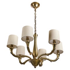 Riccardo Scarpa, Chandelier, Bronze, Fabric, France, 1960s