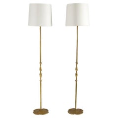 Riccardo Scarpa, Pair of Gilt-bronze Floor Lamps, France, c. 1960