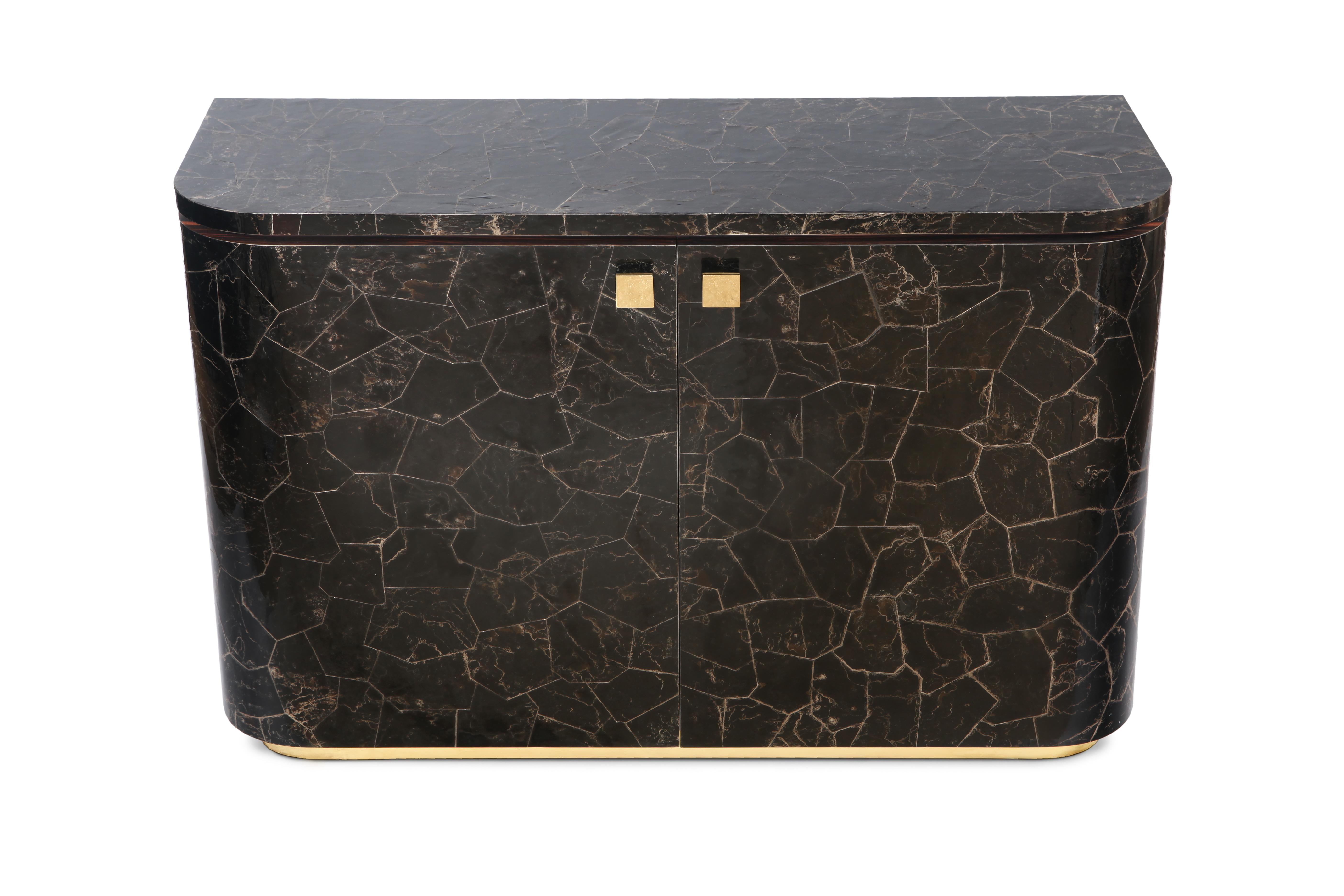 British Riccardo Sideboard with Mica Marquetry, Macassar Ebony and Brass