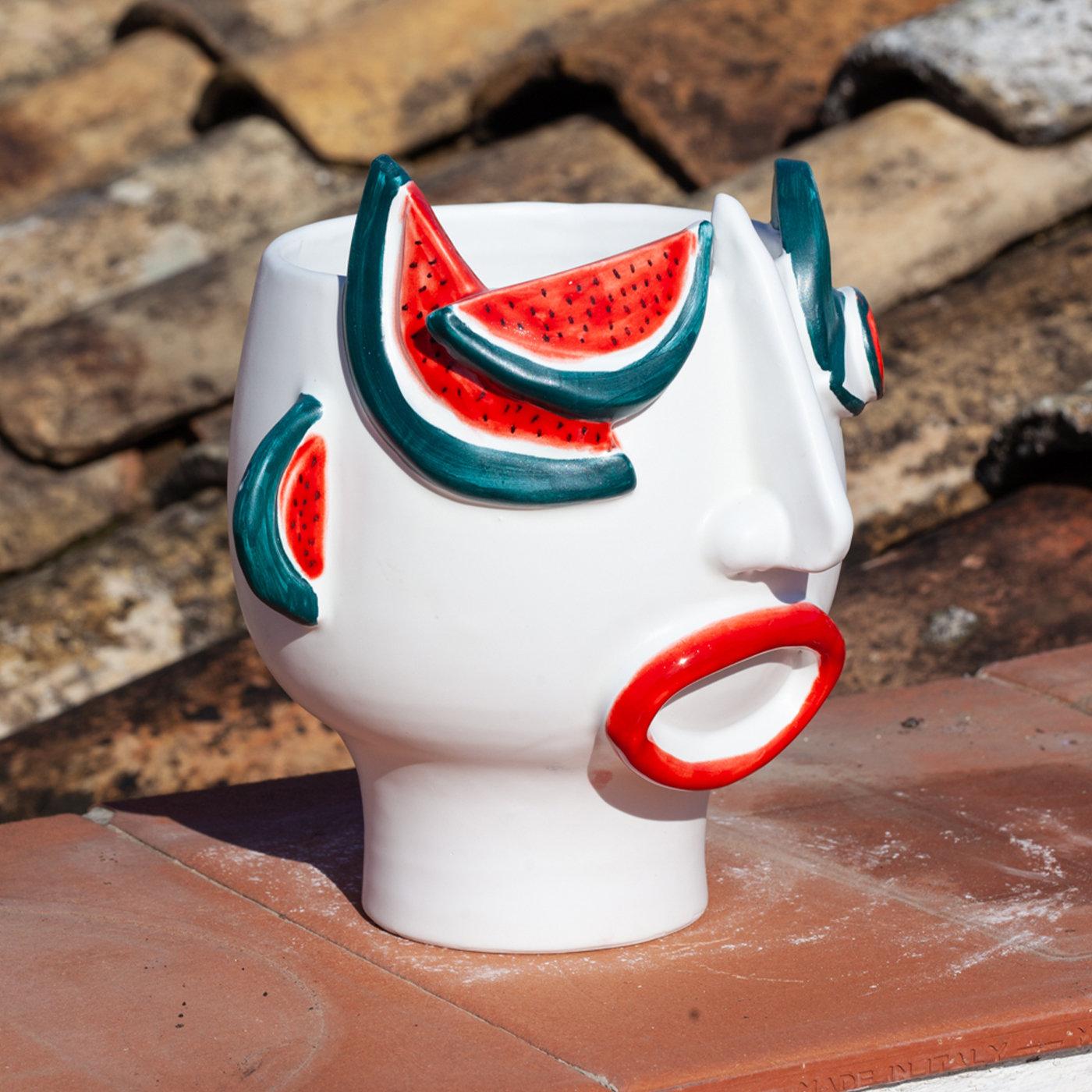 Riccardo Street Vendor of Watermelons Head Vase In New Condition For Sale In Milan, IT