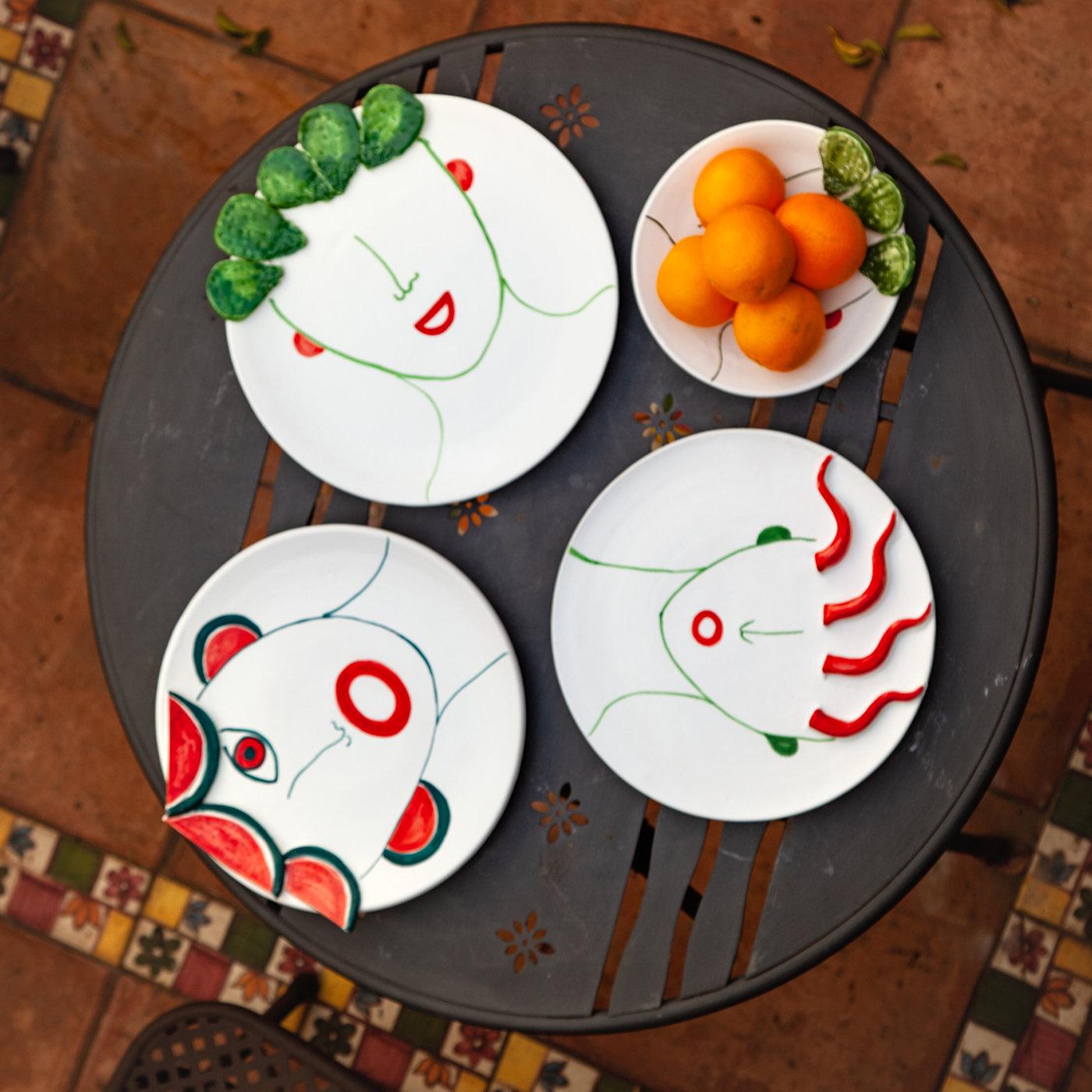Ceramic Riccardo Street Vendor of Watermelons Set of 4 Plates For Sale