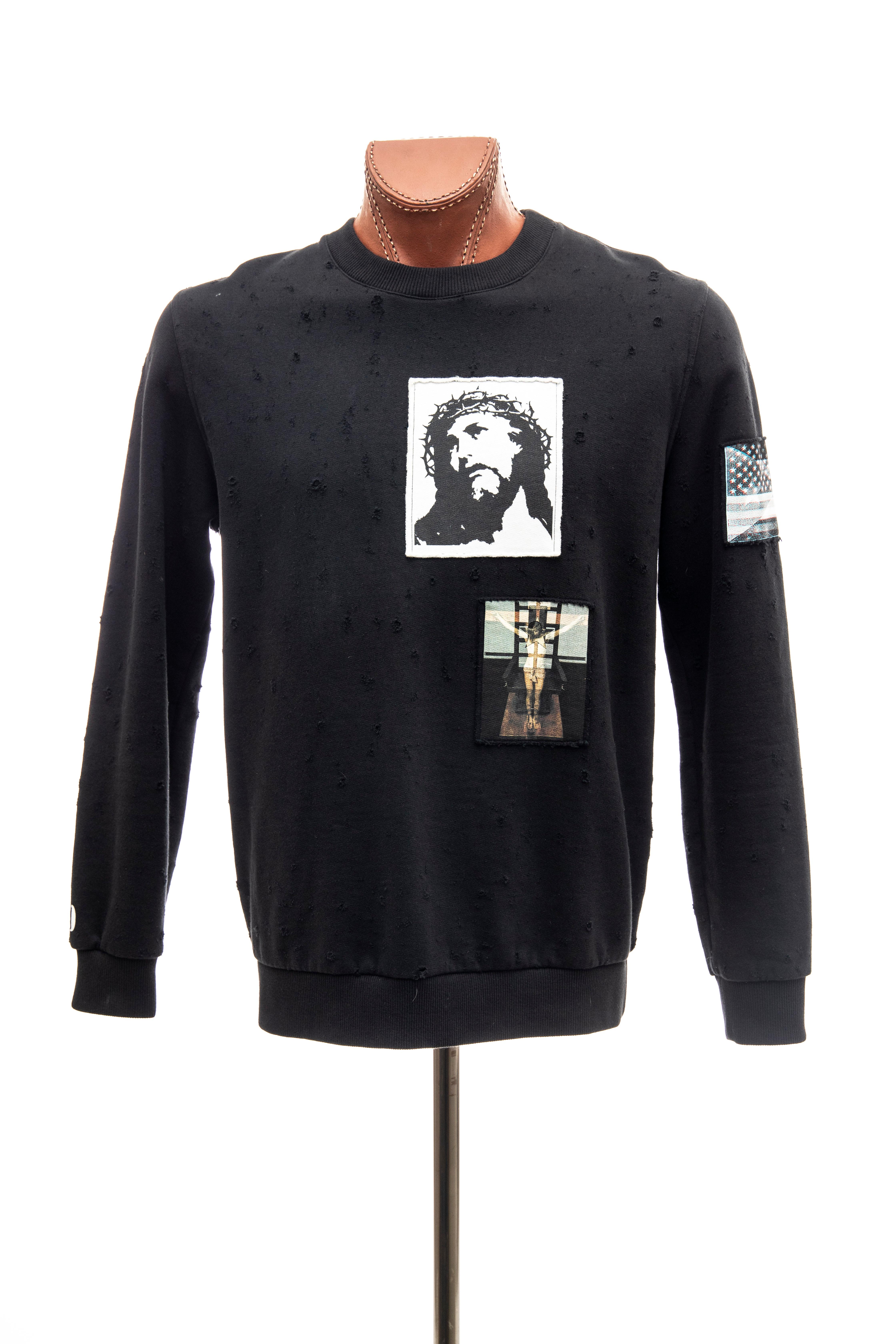 Riccardo Tisci for Givenchy Black Men's Distressed Sweatshirt, Spring 2016 For Sale 5