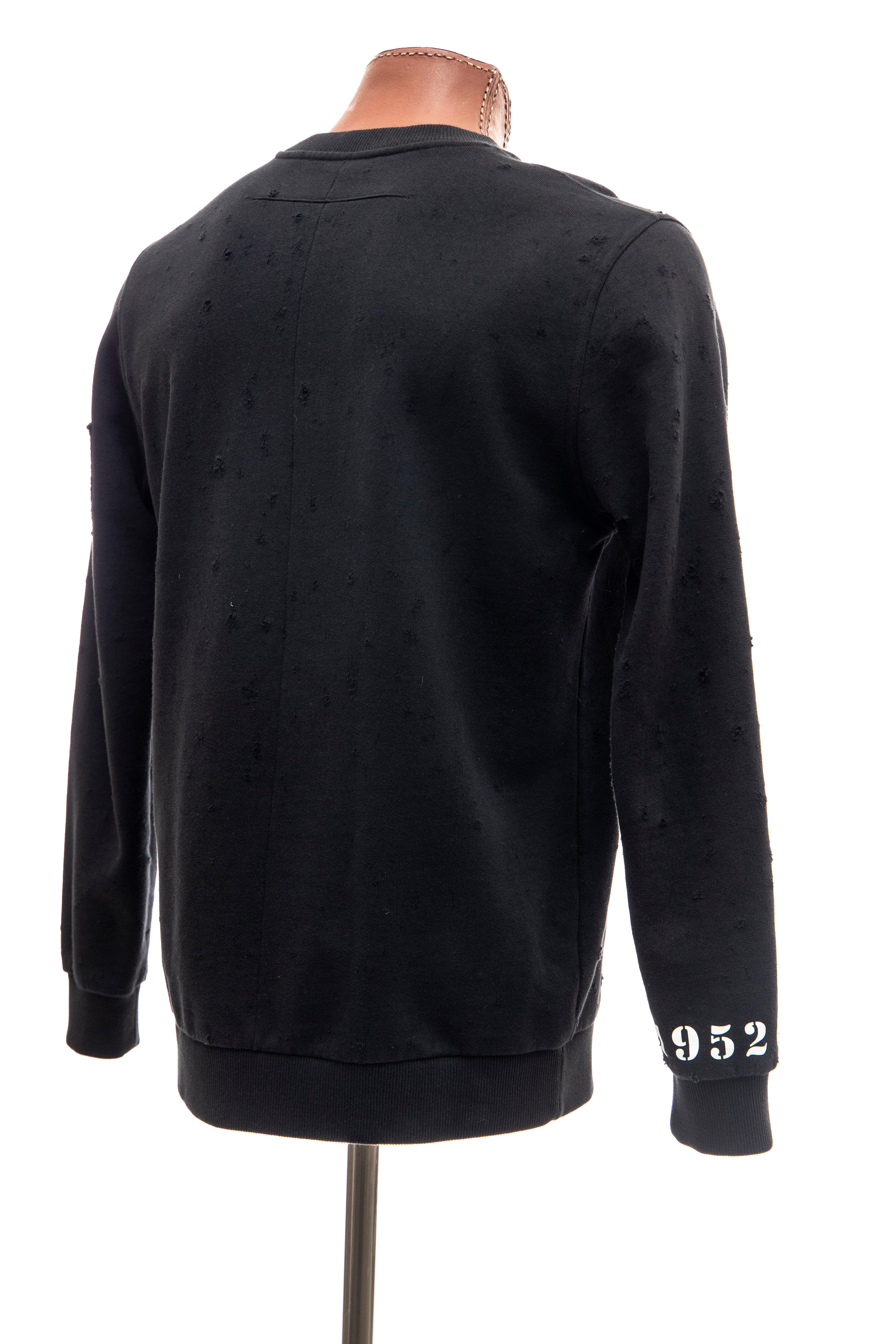 Riccardo Tisci for Givenchy Black Men's Distressed Sweatshirt, Spring 2016 In Excellent Condition For Sale In Cincinnati, OH