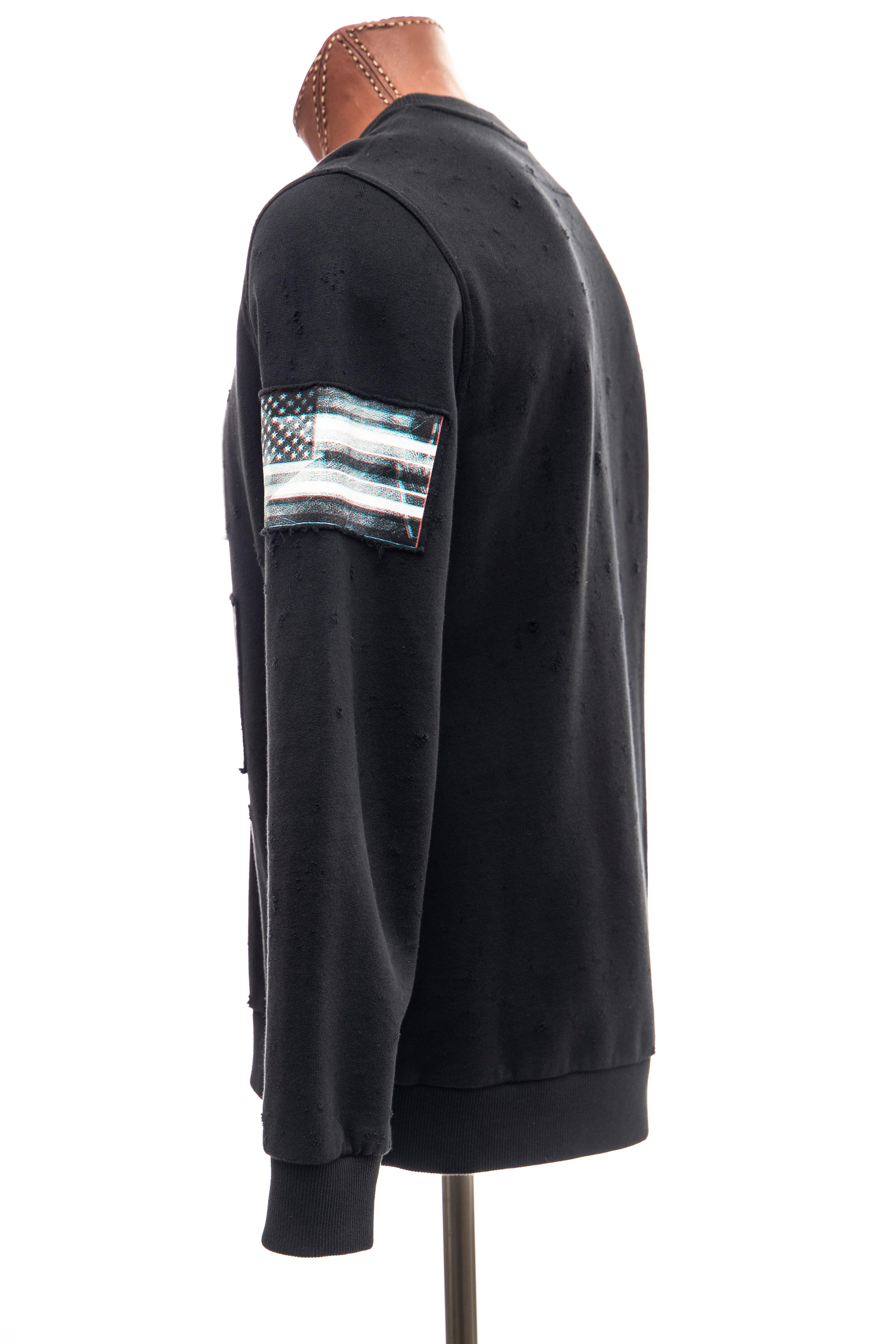 Riccardo Tisci for Givenchy Black Men's Distressed Sweatshirt, Spring 2016 For Sale 2