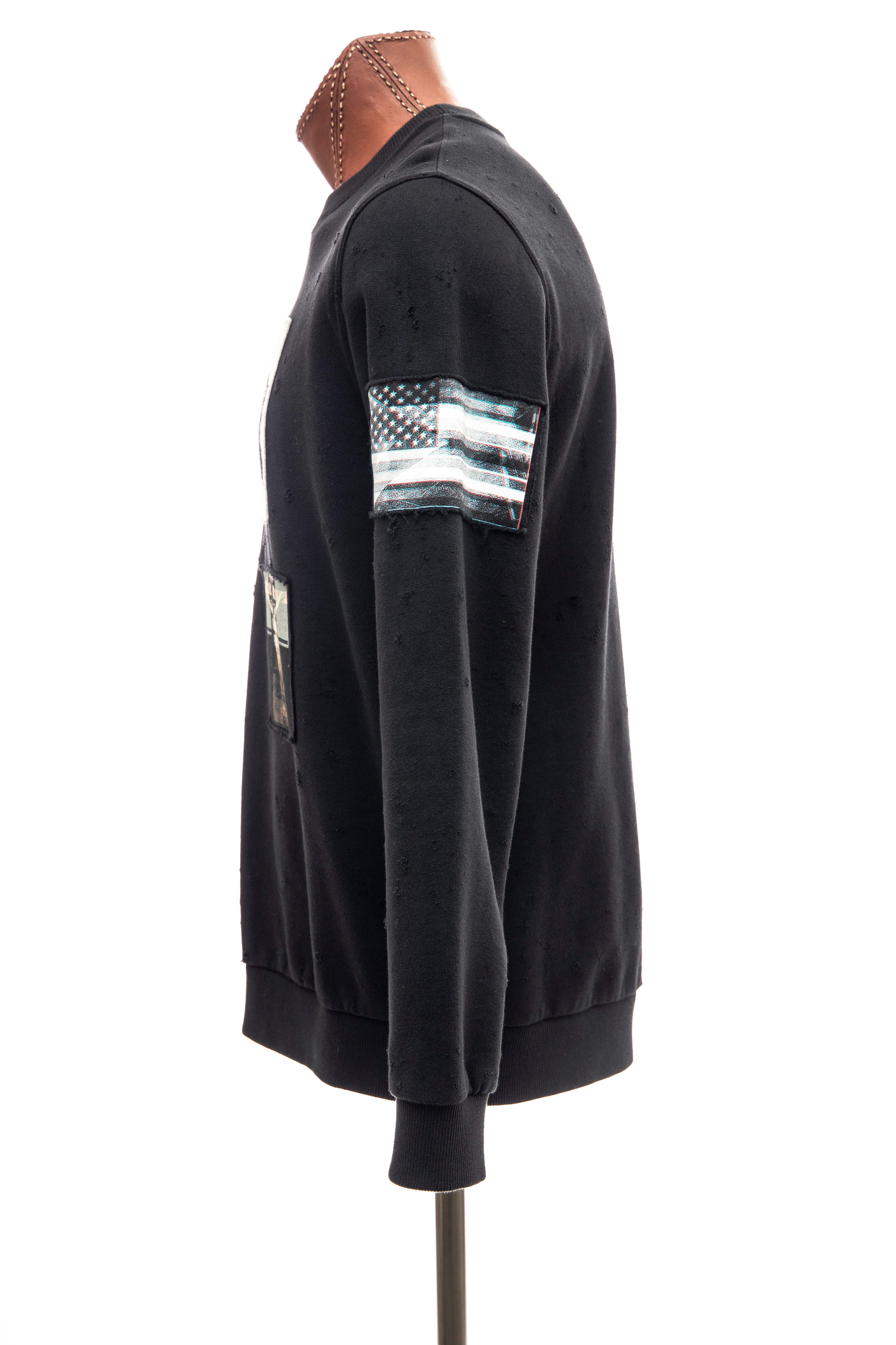 Riccardo Tisci for Givenchy Black Men's Distressed Sweatshirt, Spring 2016 For Sale 3