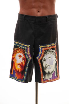 Riccardo Tisci for Givenchy Black Men's Printed Cotton Shorts, Spring 2016
