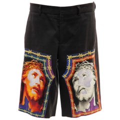 Riccardo Tisci for Givenchy Black Men's Printed Cotton Shorts, Spring 2016