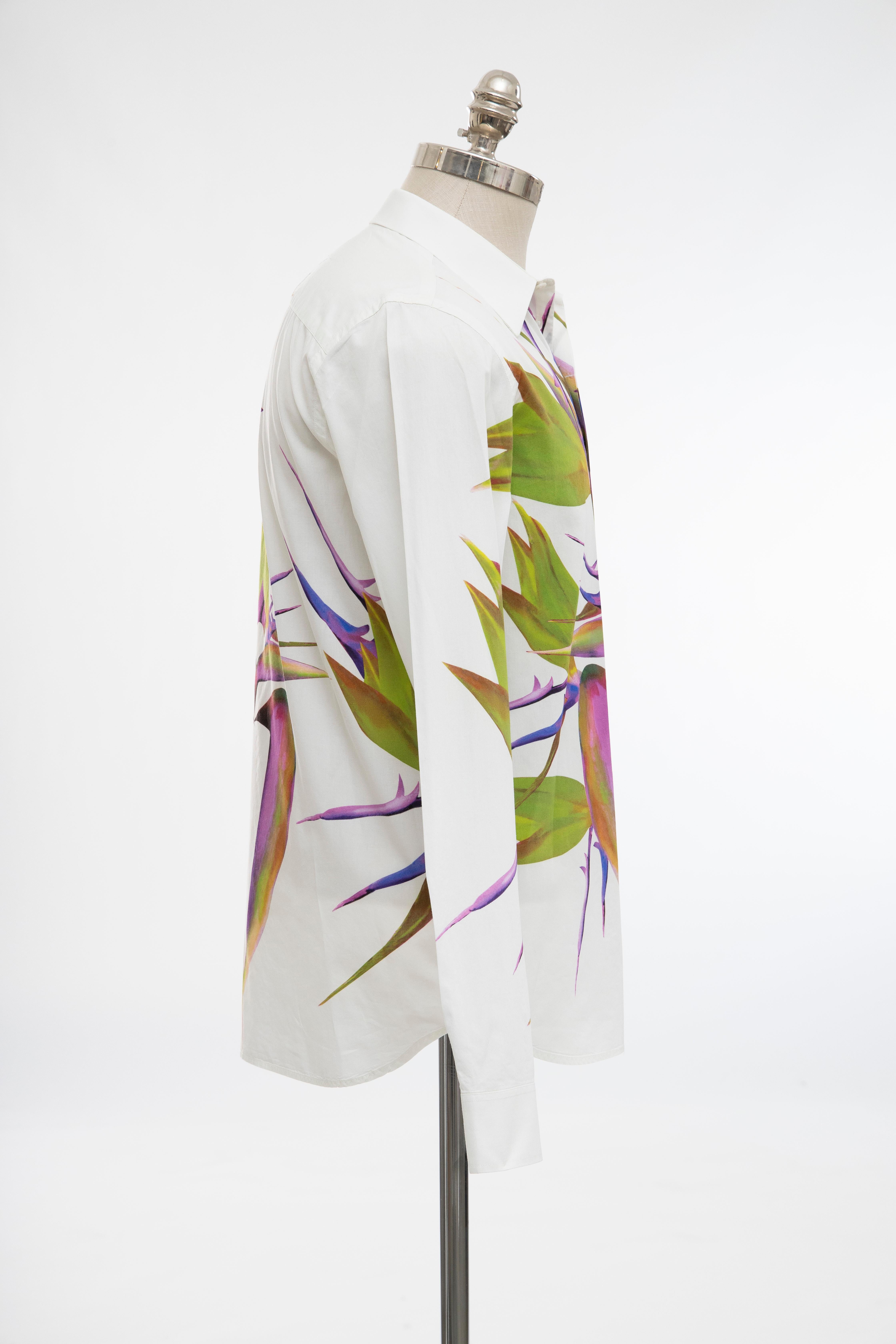 Beige Riccardo Tisci for Givenchy Men's Cotton Birds of Paradise Shirt, Spring 2012