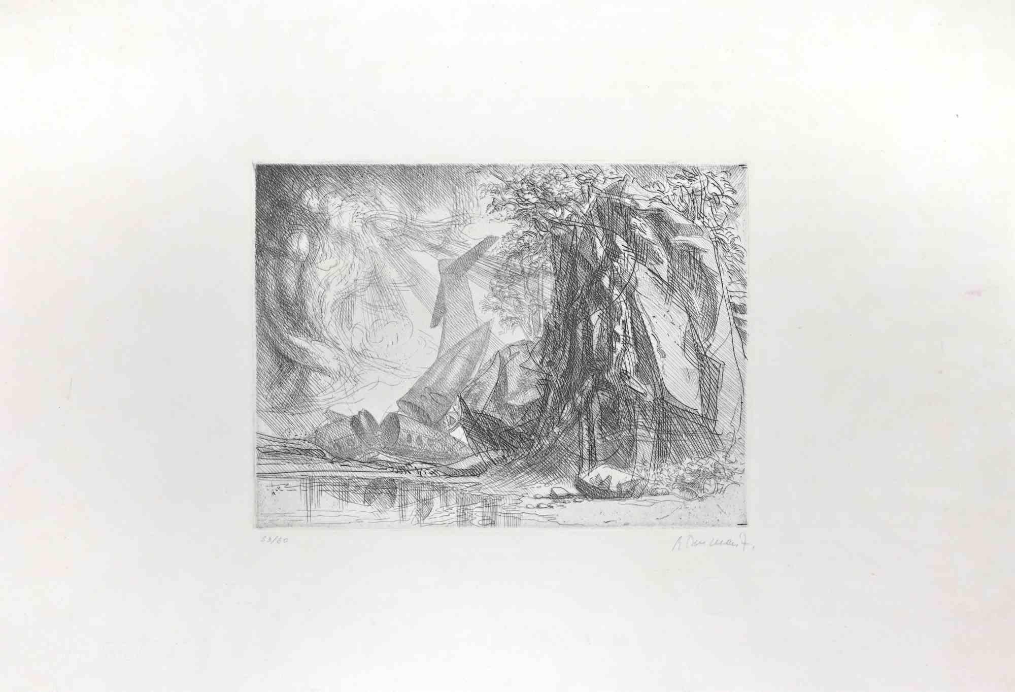 Accidente de avión es un grabado realizado en la década de 1970 por el artista italiano Riccardo Tommasi Ferroni (1934-2000).

Firmado a mano con lápiz en el margen inferior derecho. Edición limitada, número 53/60 ex.

El estado de conservación es