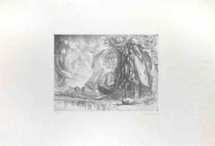 Airplane Crash - Etching by Riccardo Tommasi Ferroni - 1970s