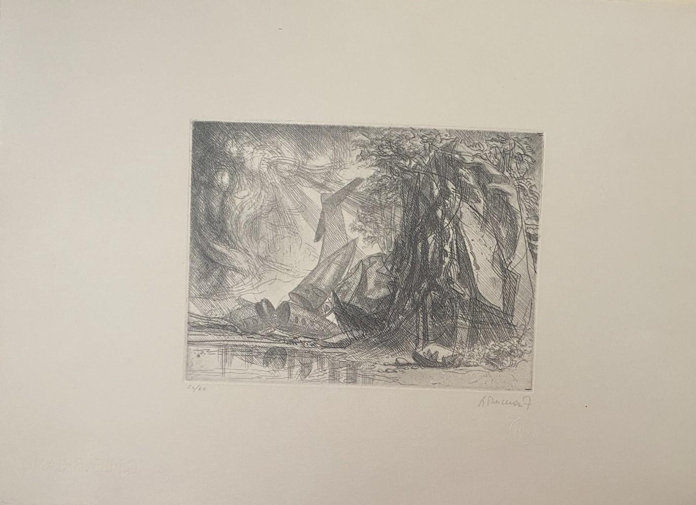 Crash D'Avion - Etching by Riccardo Tommasi Ferroni - 1970s For Sale 1