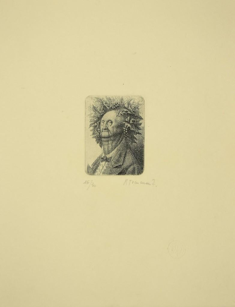 Portrait - Original Etching by Riccardo Tommasi Ferroni - 1965 1