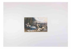 Moment de détente avec vue sur Rome - Gravure de Tommasi Ferroni - 1970