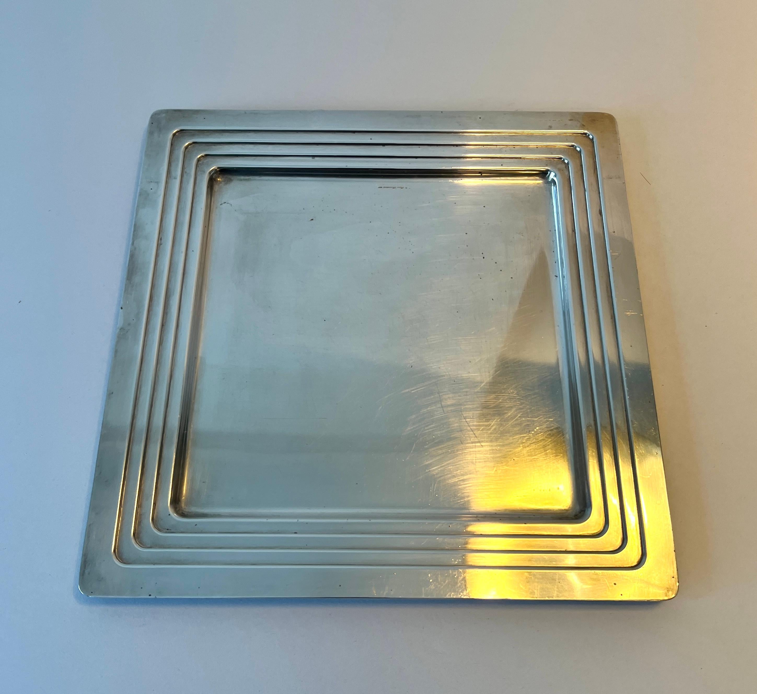 italien Ricci Argentieri Plateau en métal argenté Art Deco en vente