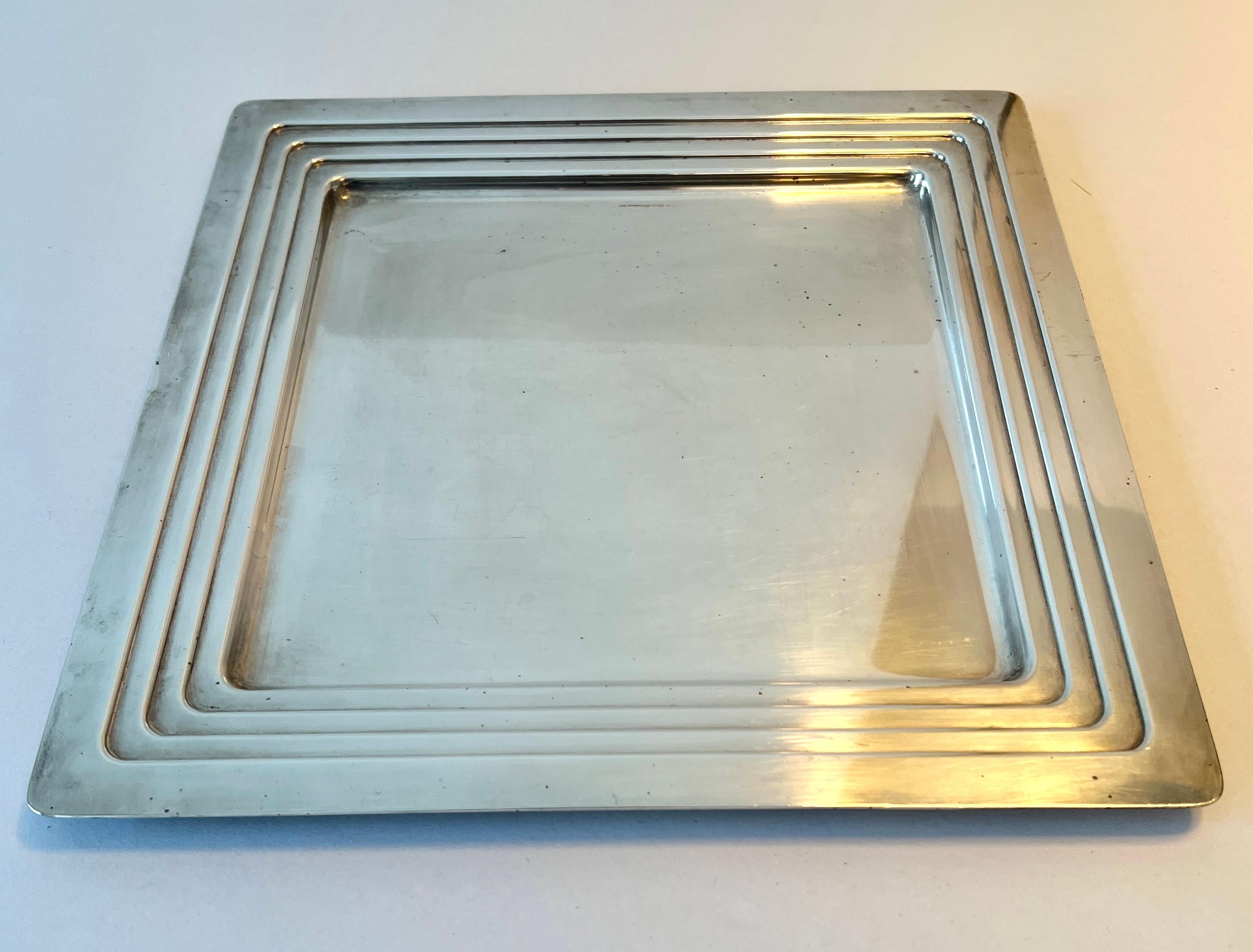 Ricci Argentieri Plateau en métal argenté Art Deco Bon état - En vente à Los Angeles, CA