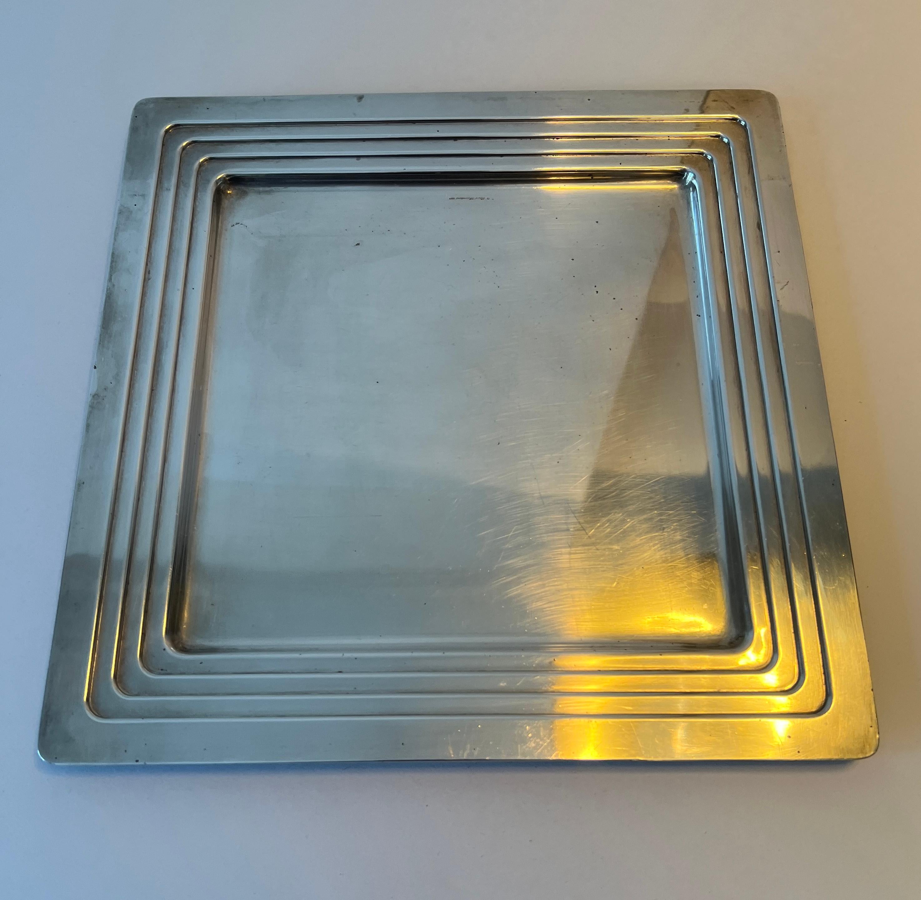 20ième siècle Ricci Argentieri Plateau en métal argenté Art Deco en vente