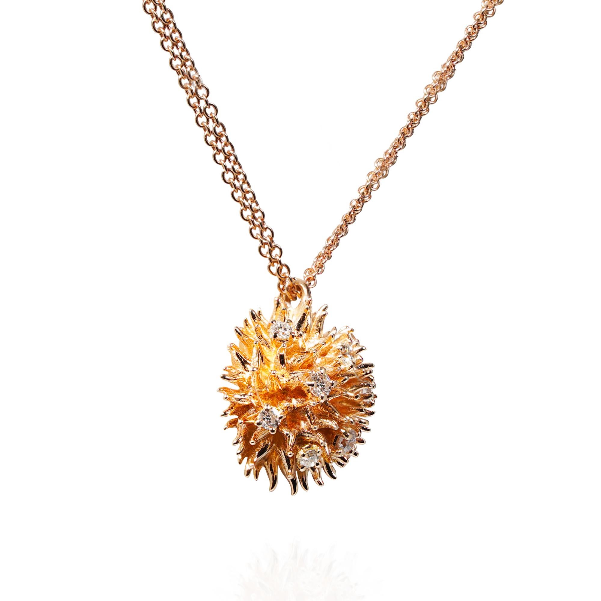 Pendant created in rose gold 18k with diamonds, from Ricci collection. 

