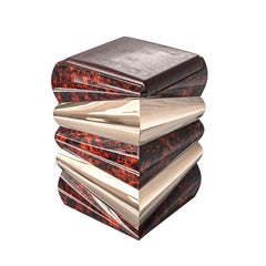 "Riccio" Bar Stool with Bronze and Burl Walnut, Hand Crafted, Istanbul