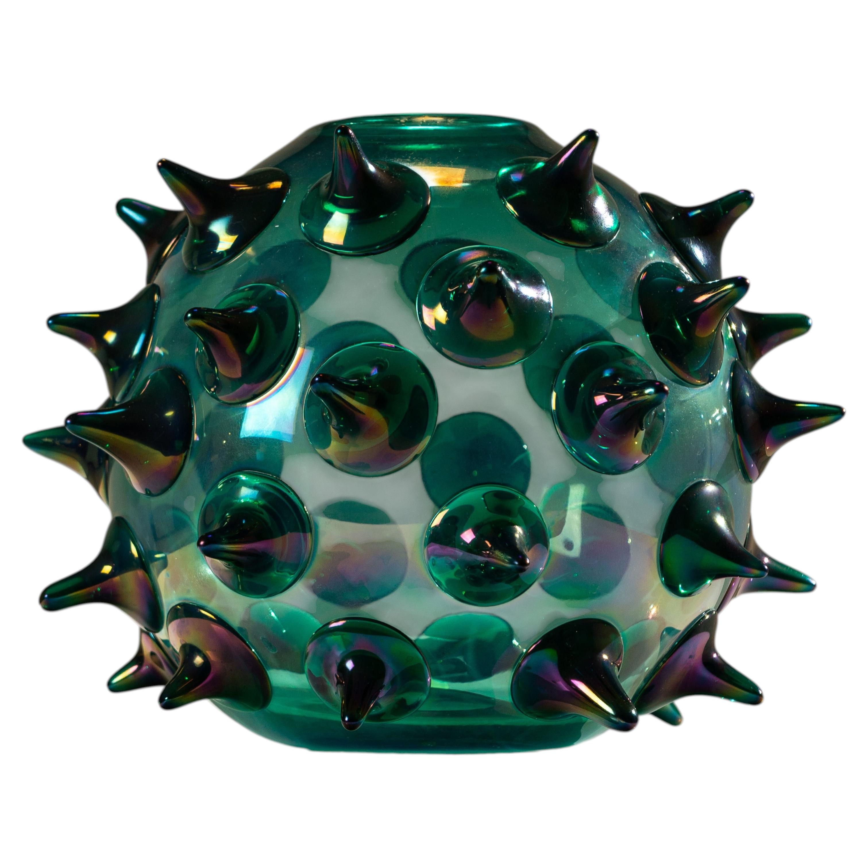 Riccio' Vase by Gae Aulenti in Green for Venini, Italy 2006 For Sale