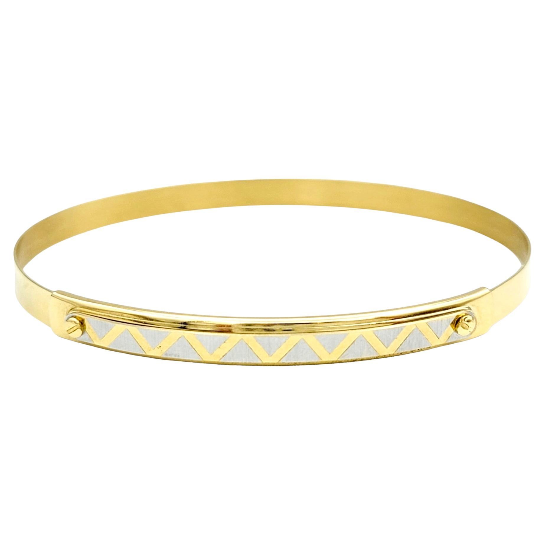 Ricciolo d'Oro Slip-On Adjustable Geometric Bangle Bracelet in 18 Karat Gold For Sale