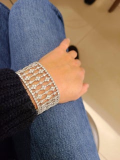 Ricco 18 Karat White Gold 27.90 Carat Diamond Wide Openwork Bracelet