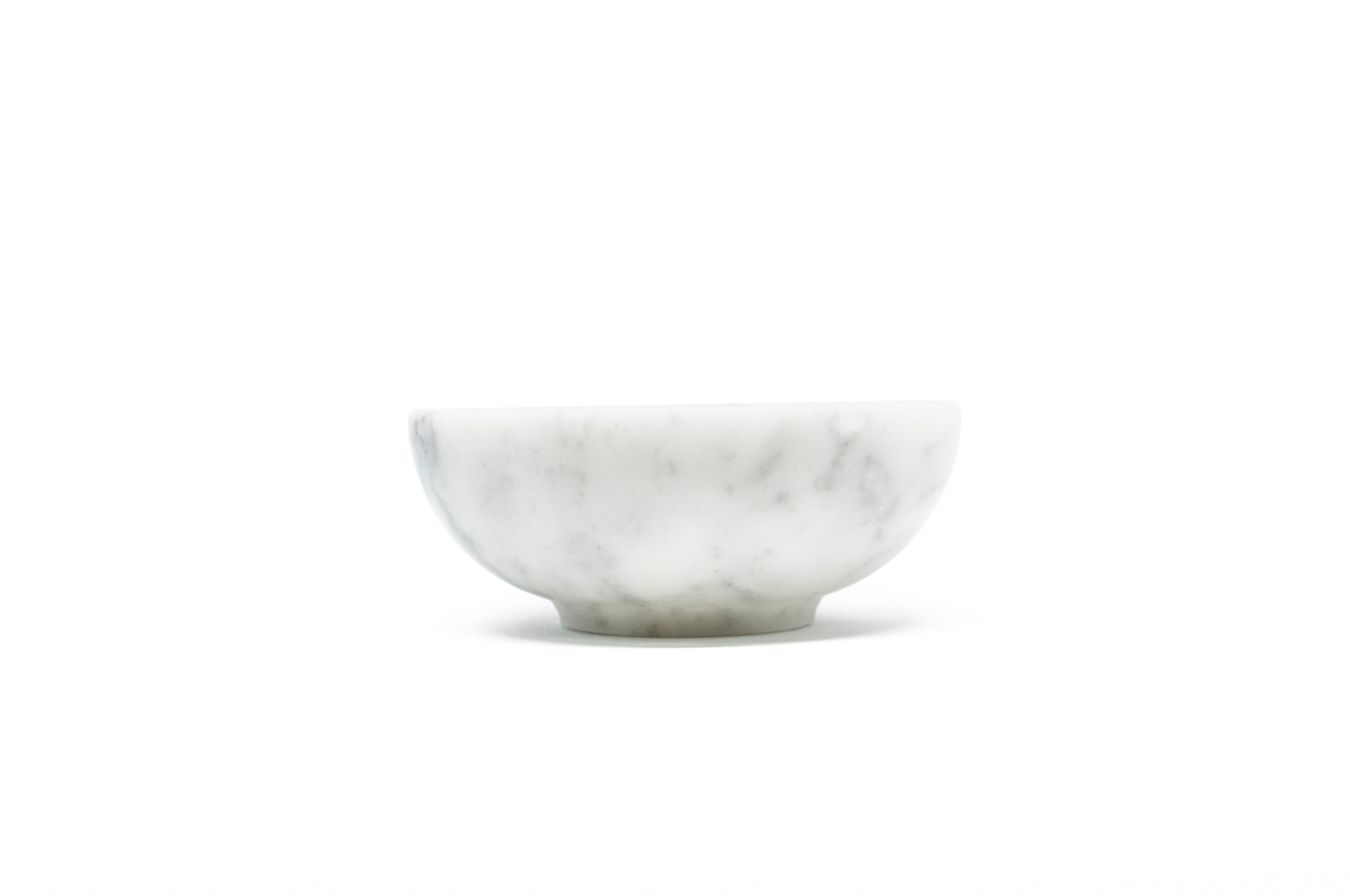 Italian Handmade Small Rice Bowl in Satin White Carrara Marble For Sale
