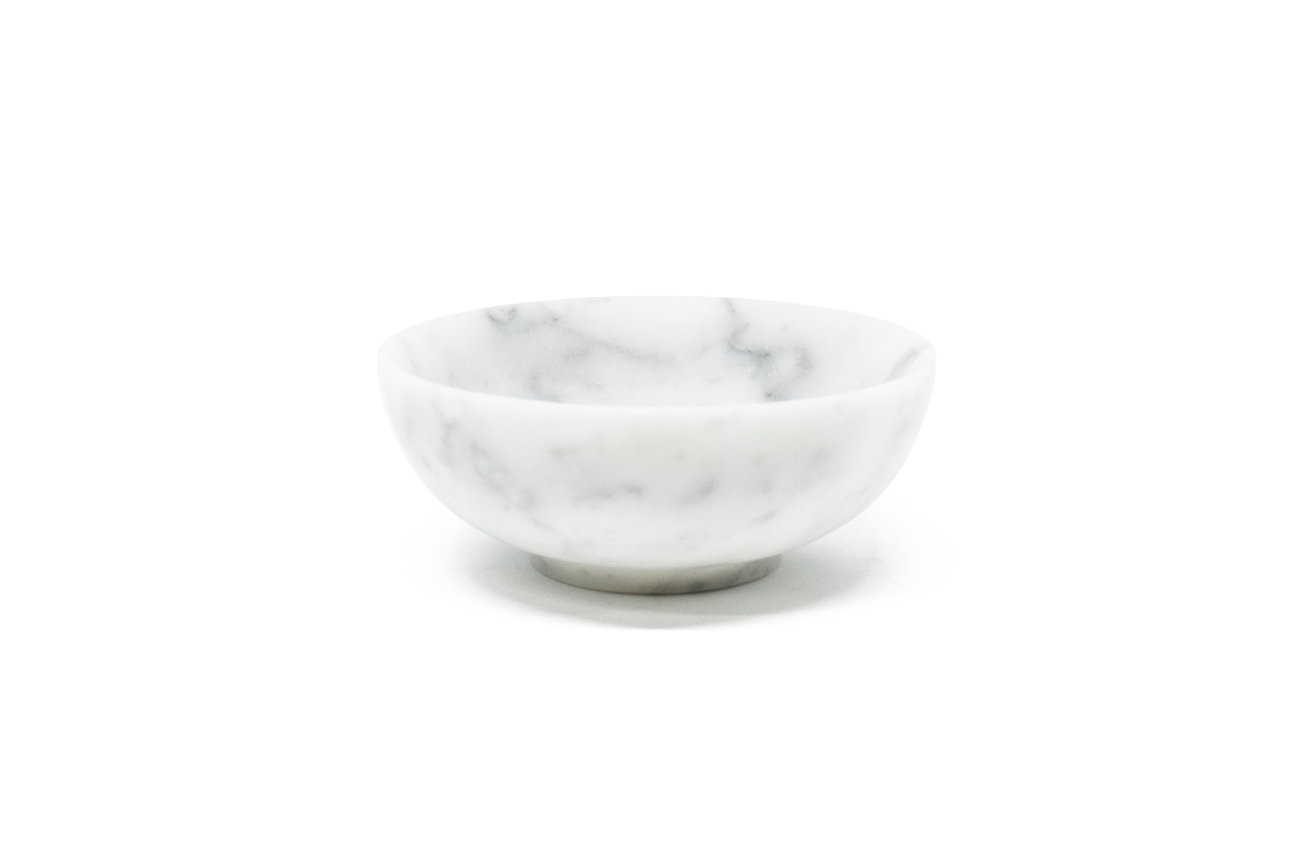 Handmade Small Rice Bowl in Satin White Carrara Marble For Sale 2