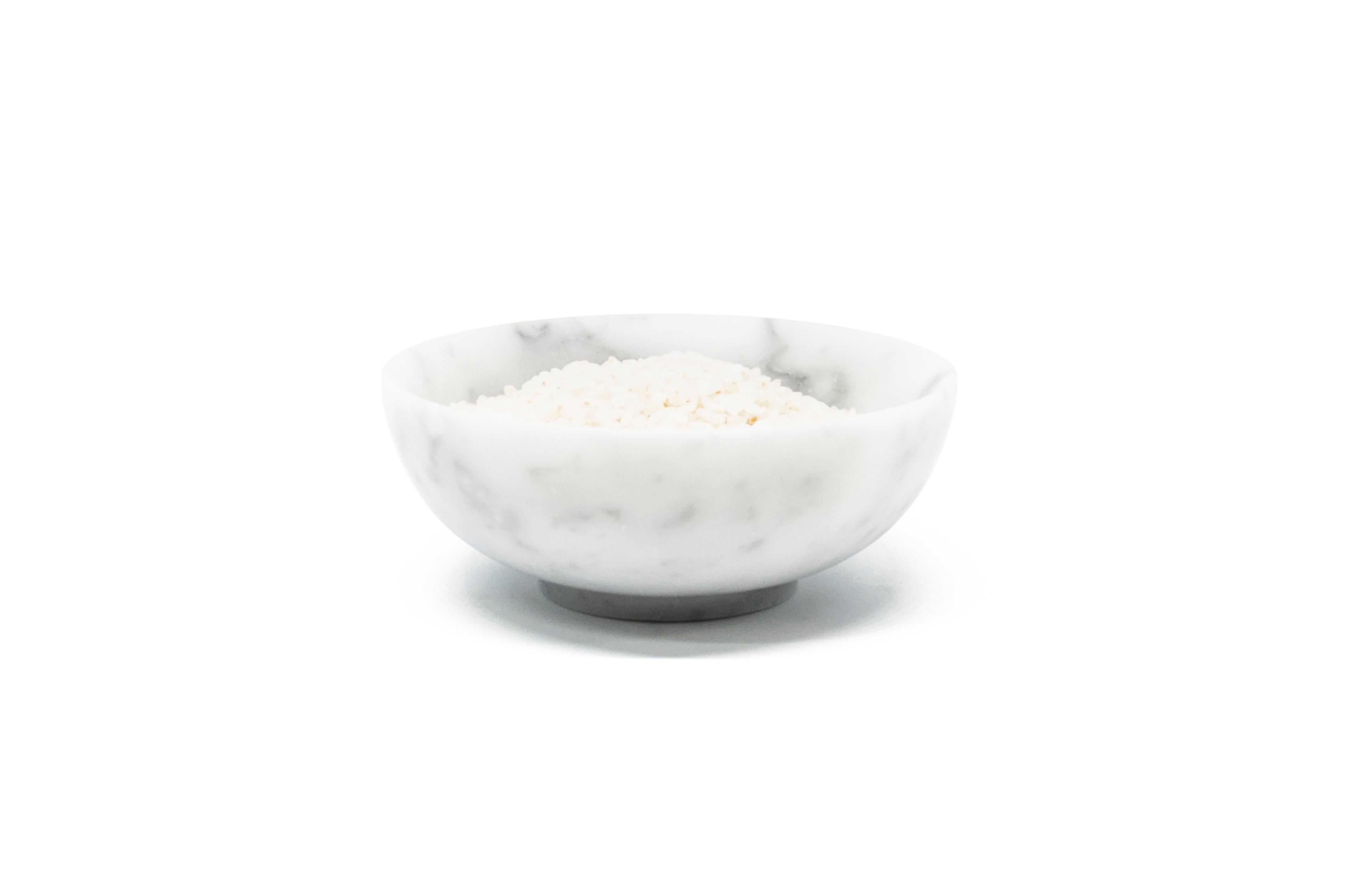 Handmade Small Rice Bowl in Satin White Carrara Marble For Sale 3