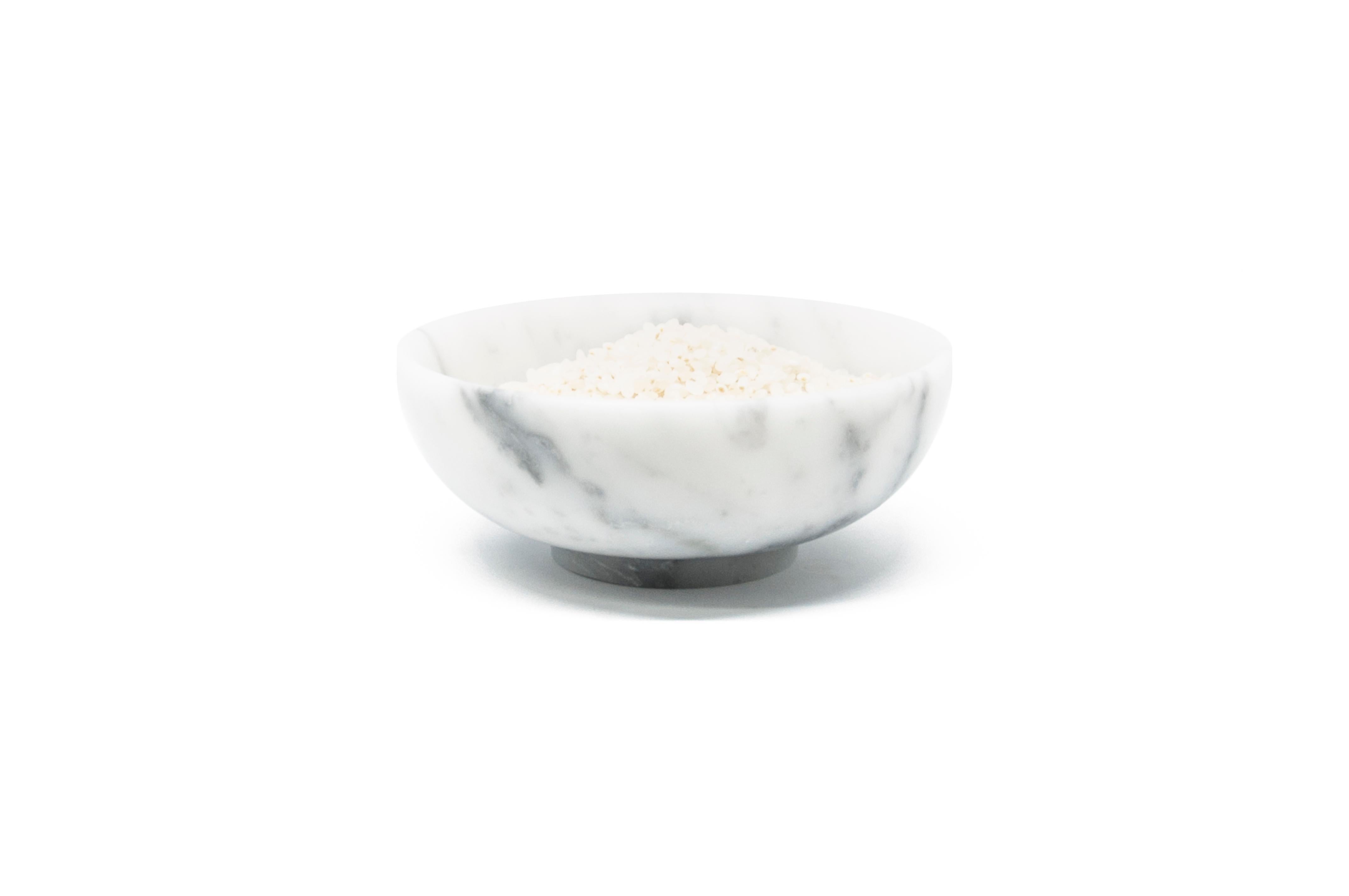 Handmade Small Rice Bowl in Satin White Carrara Marble For Sale 4