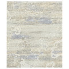 Chinoiserie Contemporary rug Natural Wool Silk beige - Rug Rice Fields Silver