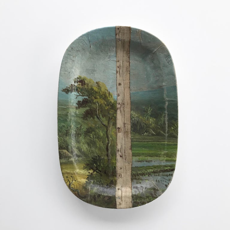 "Rice Fields on Bali" Contemporary MixedMedia on Ceramic Plates