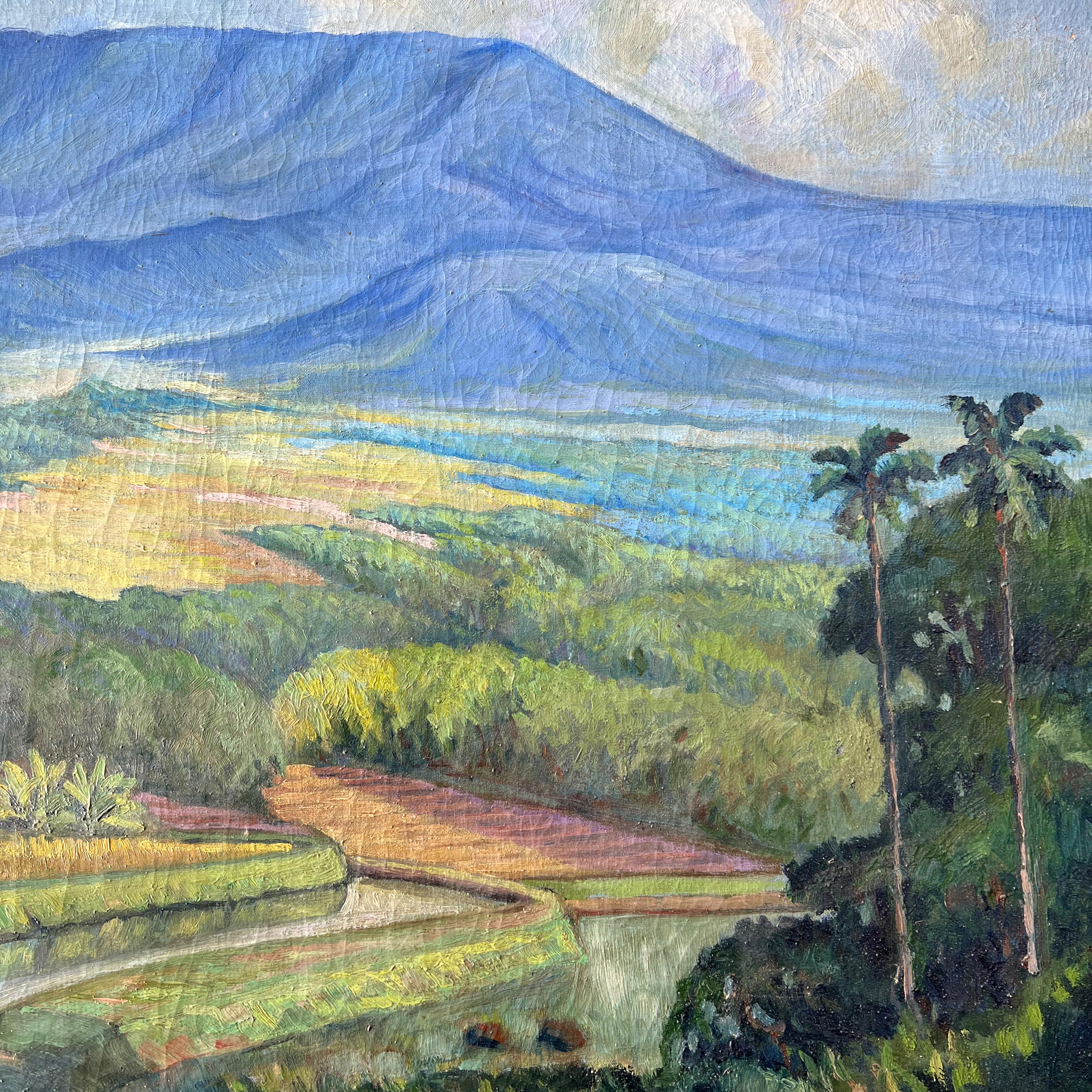 Rice Fields on Bali - Oil on canvas In Good Condition For Sale In AMSTERDAM, NH
