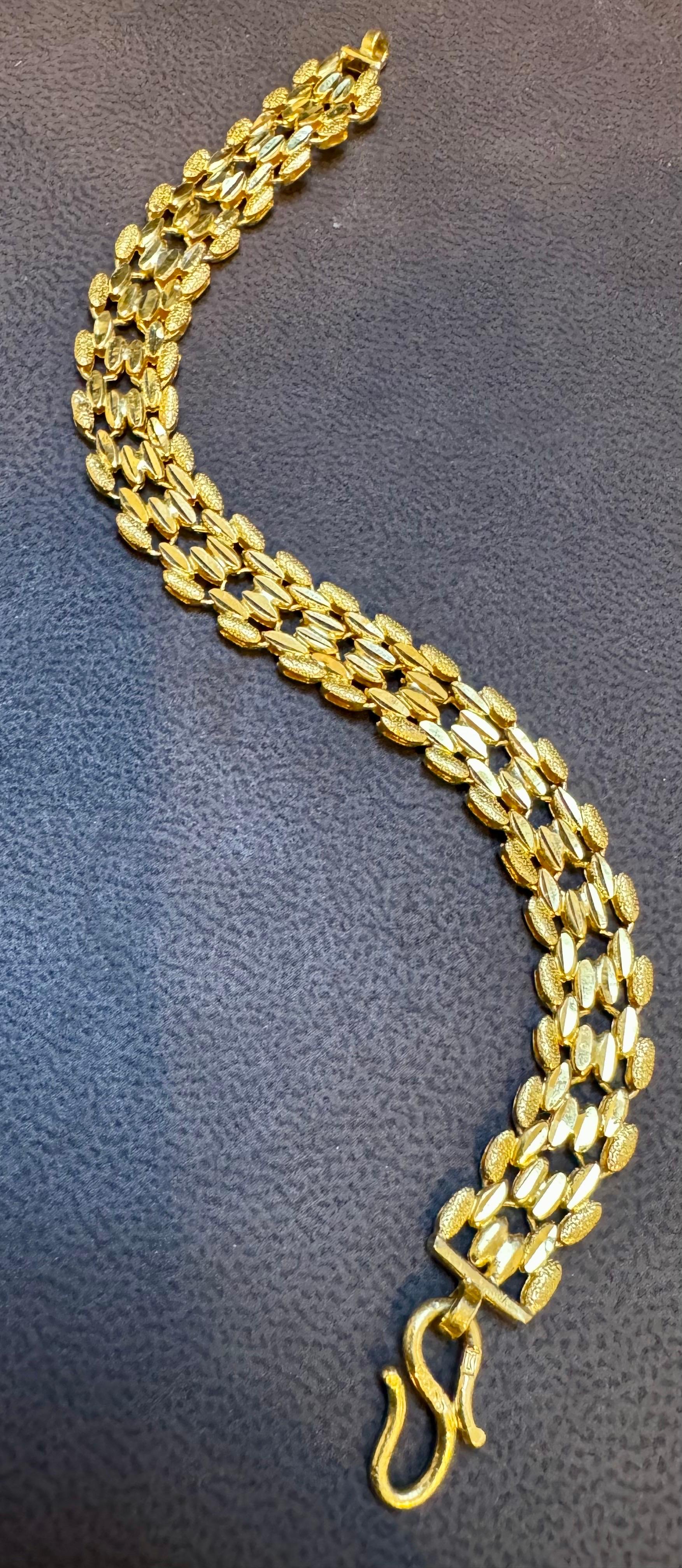 Rice Link 24 Karat Pure Yellow Gold Solid Bracelet, 15.6 Gm, Unisex , 7 INCH 8