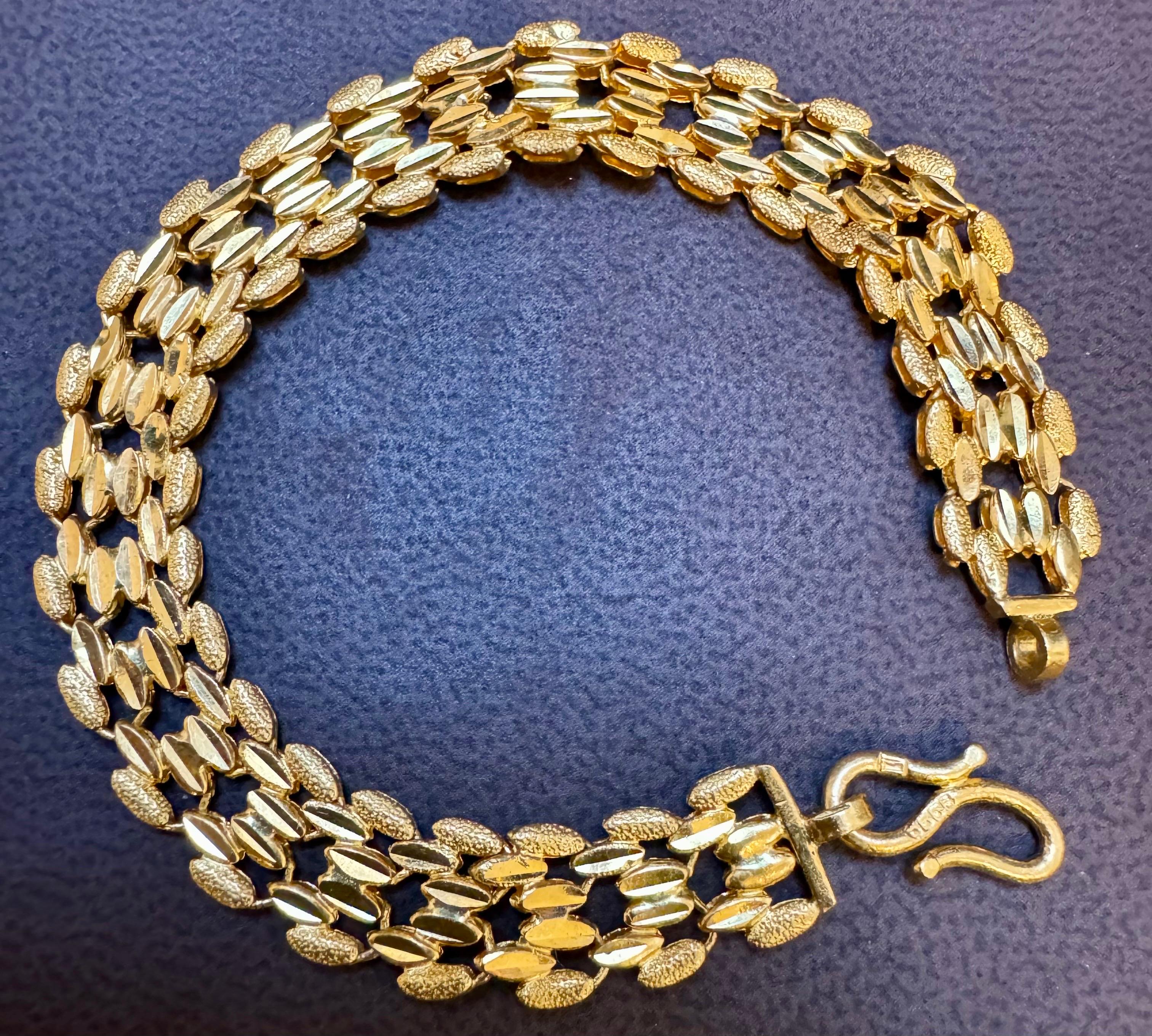 Rice Link 24 Karat Pure Yellow Gold Solid Bracelet, 15.6 Gm, Unisex , 7 INCH 1