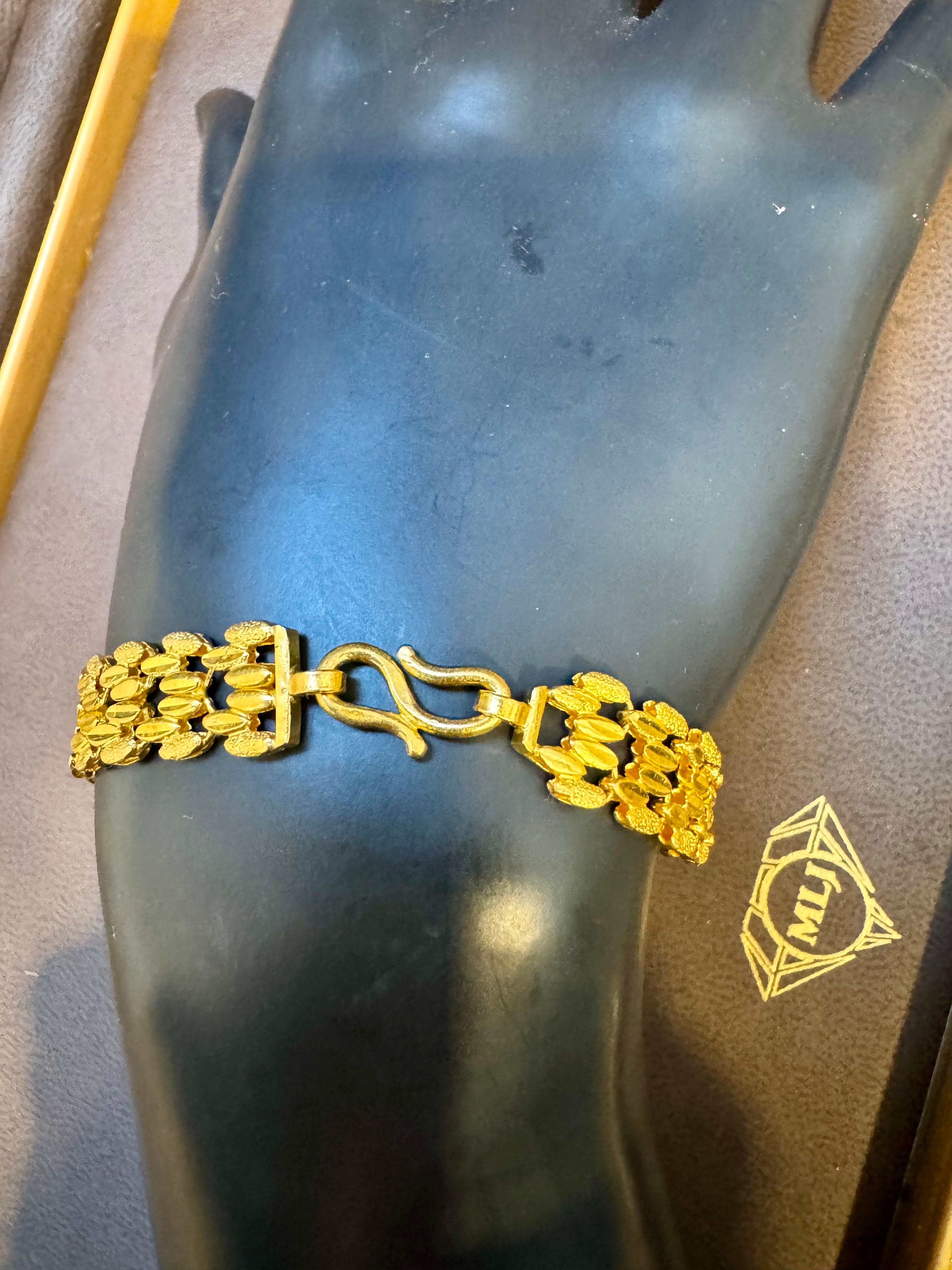 Rice Link 24 Karat Pure Yellow Gold Solid Bracelet, 15.6 Gm, Unisex , 7 INCH 5