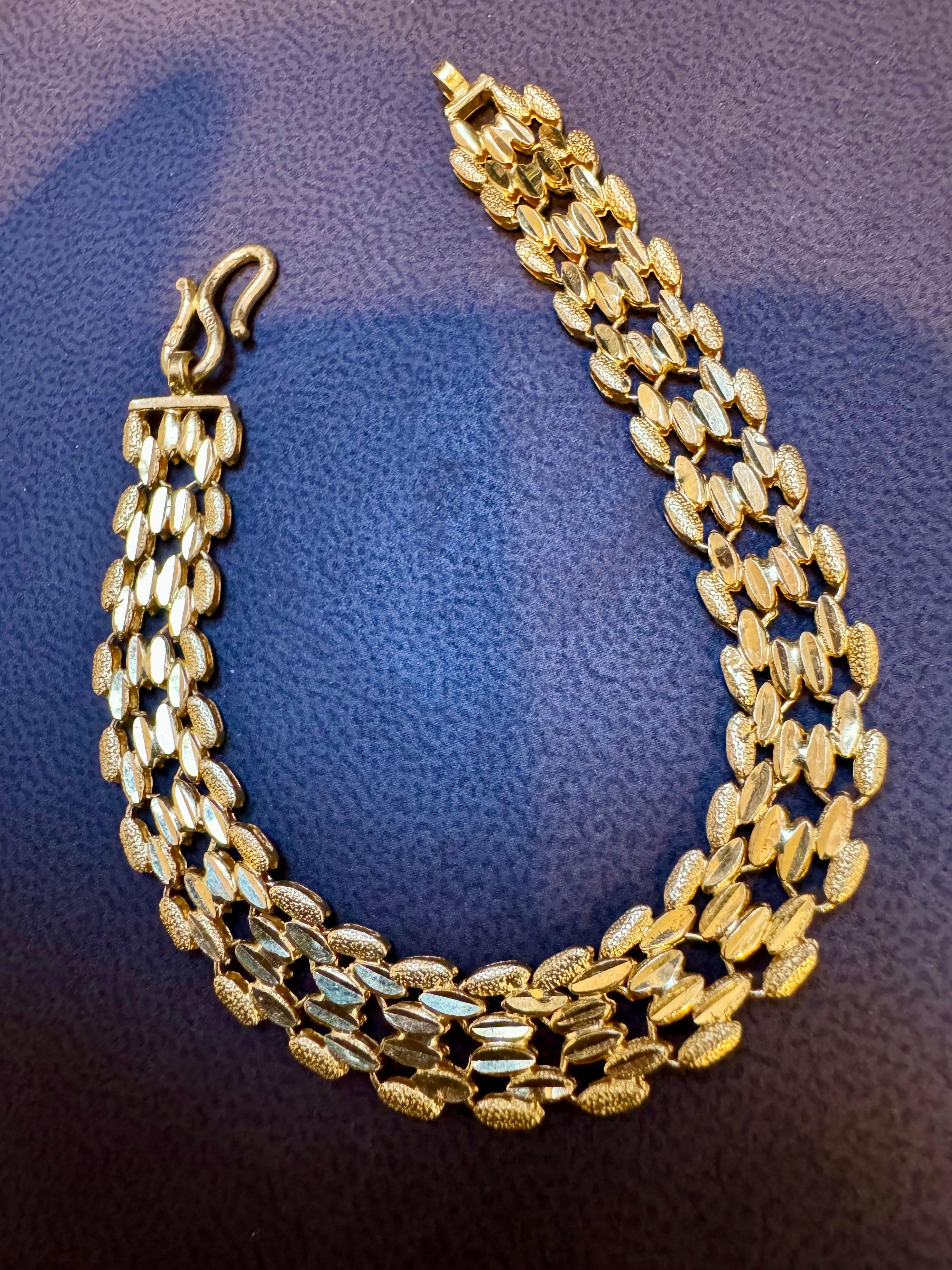 Rice Link 24 Karat Pure Yellow Gold Solid Bracelet, 15.6 Gm, Unisex , 7 INCH 6